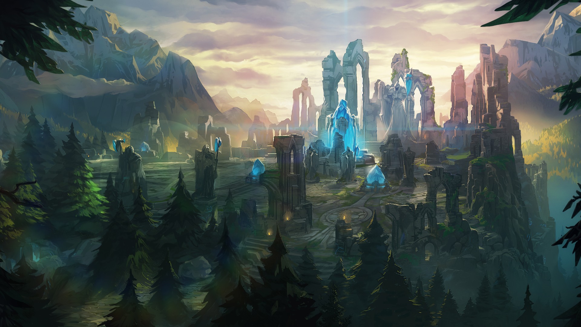 Video Games Quinn League Of Legends League Of Legends Fantasy Art Forest Mountains Crystal 1920x1080