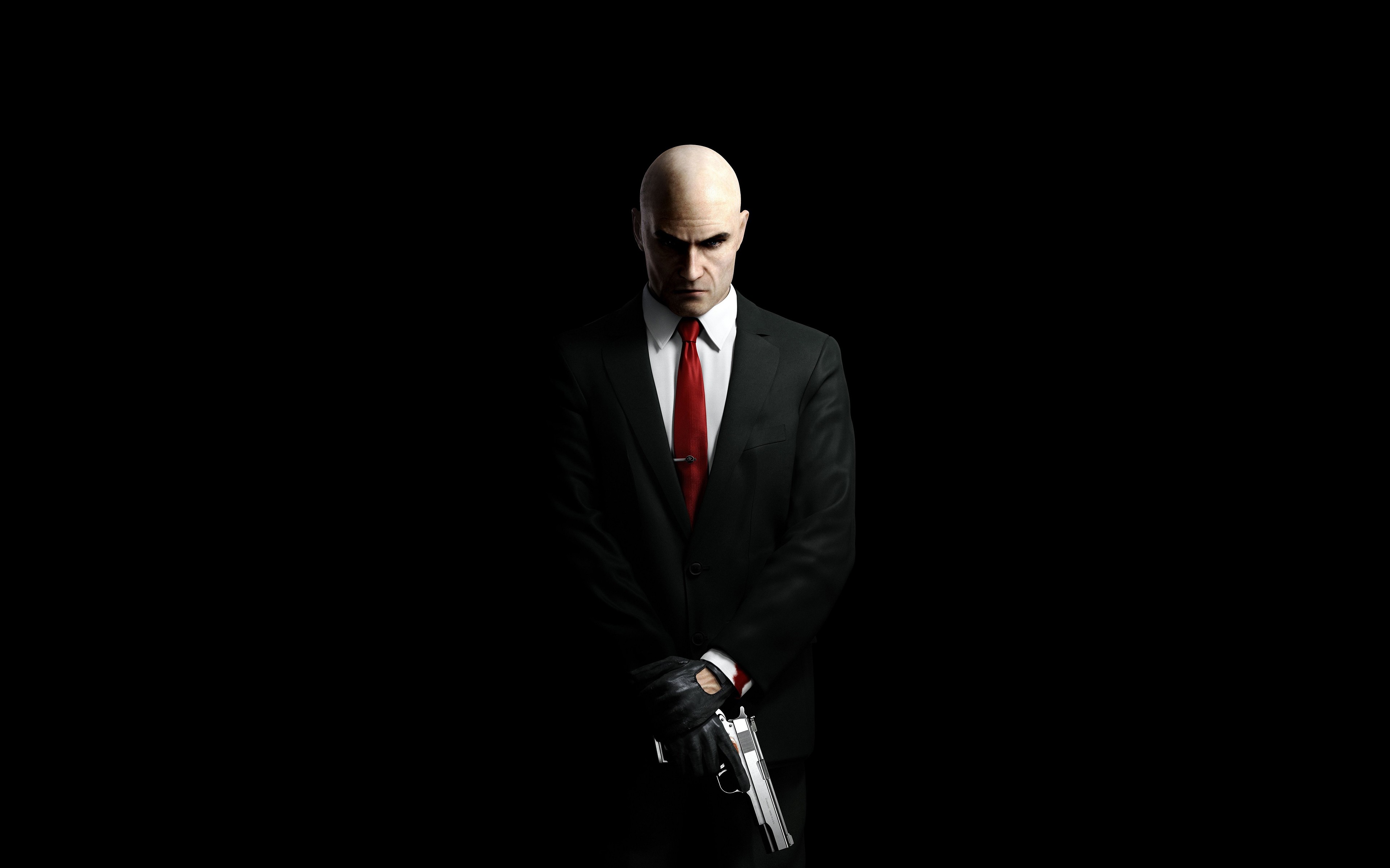 Hitman Hitman Absolution Video Games Agent 47 Gun Simple Background Suits 3840x2400