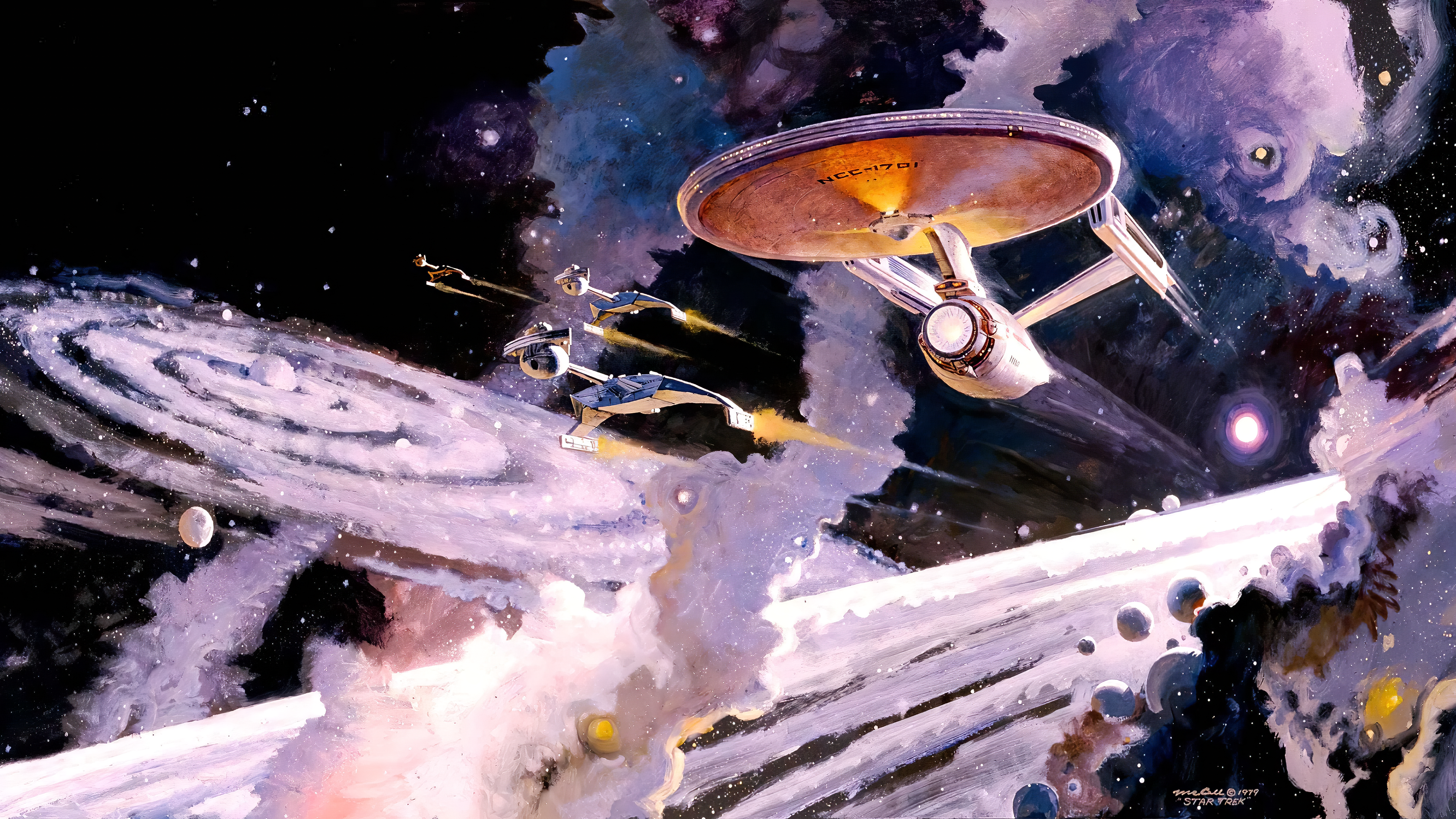 Painting Artwork Space Universe Star Trek Ncc 1701 Spaceship Galaxy Klingon Star Trek Enterprise 3840x2160