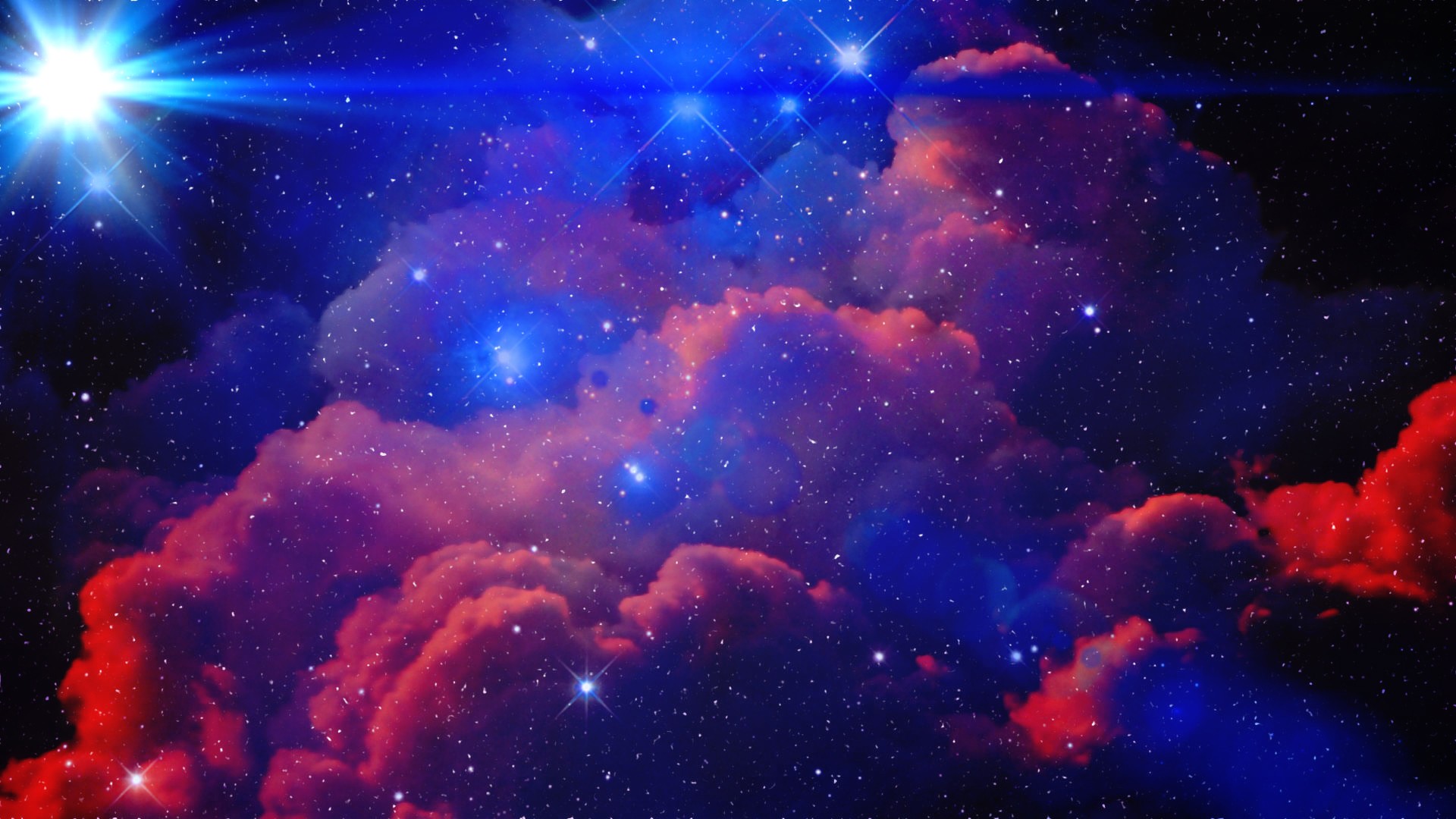 Space Stars Clouds Flares Digital Art 1920x1080