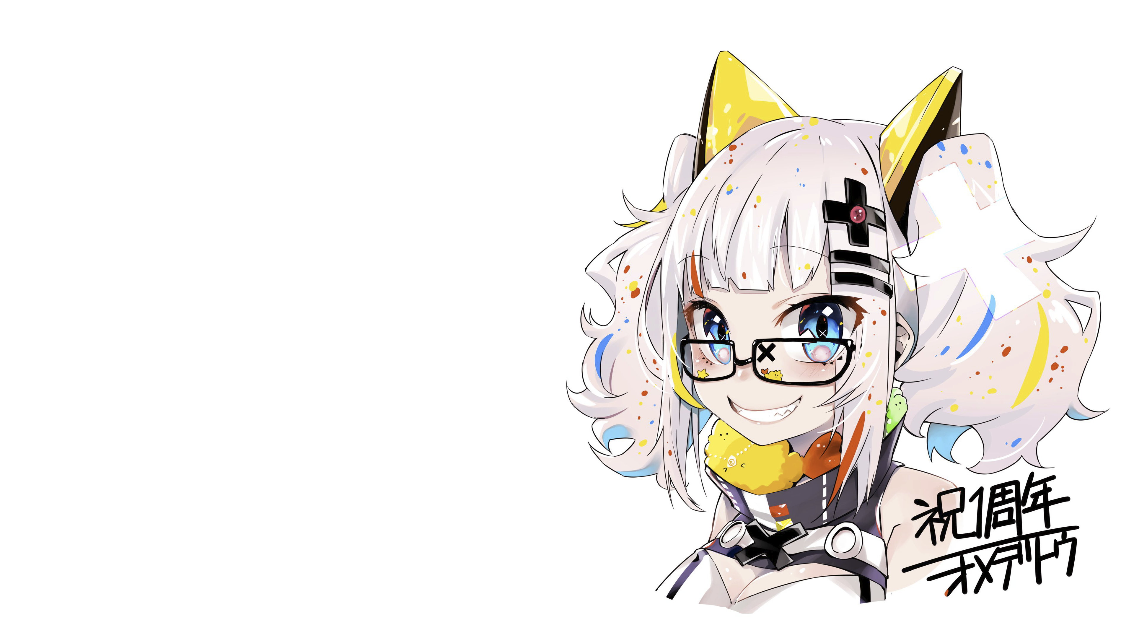 White Background Anime Anime Girls Virtual Youtuber Kaguya Luna 3840x2160