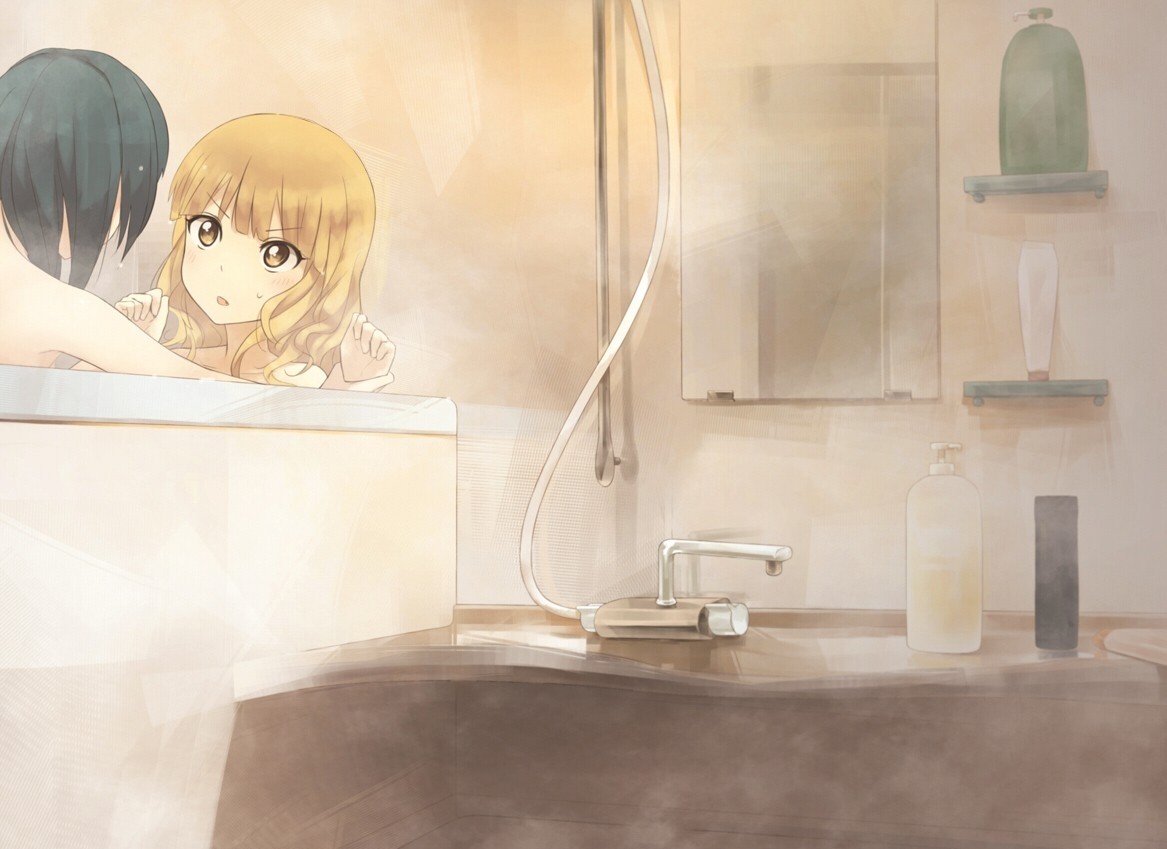Bath Anime Girls Blonde Bathroom 1167x849