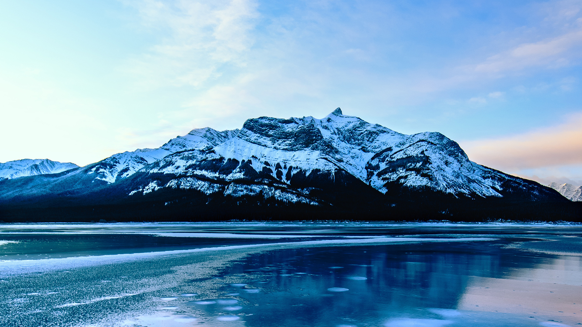 Photography Snow Mountains Clouds Abraham Lake Rocky Mountains 1920x1080