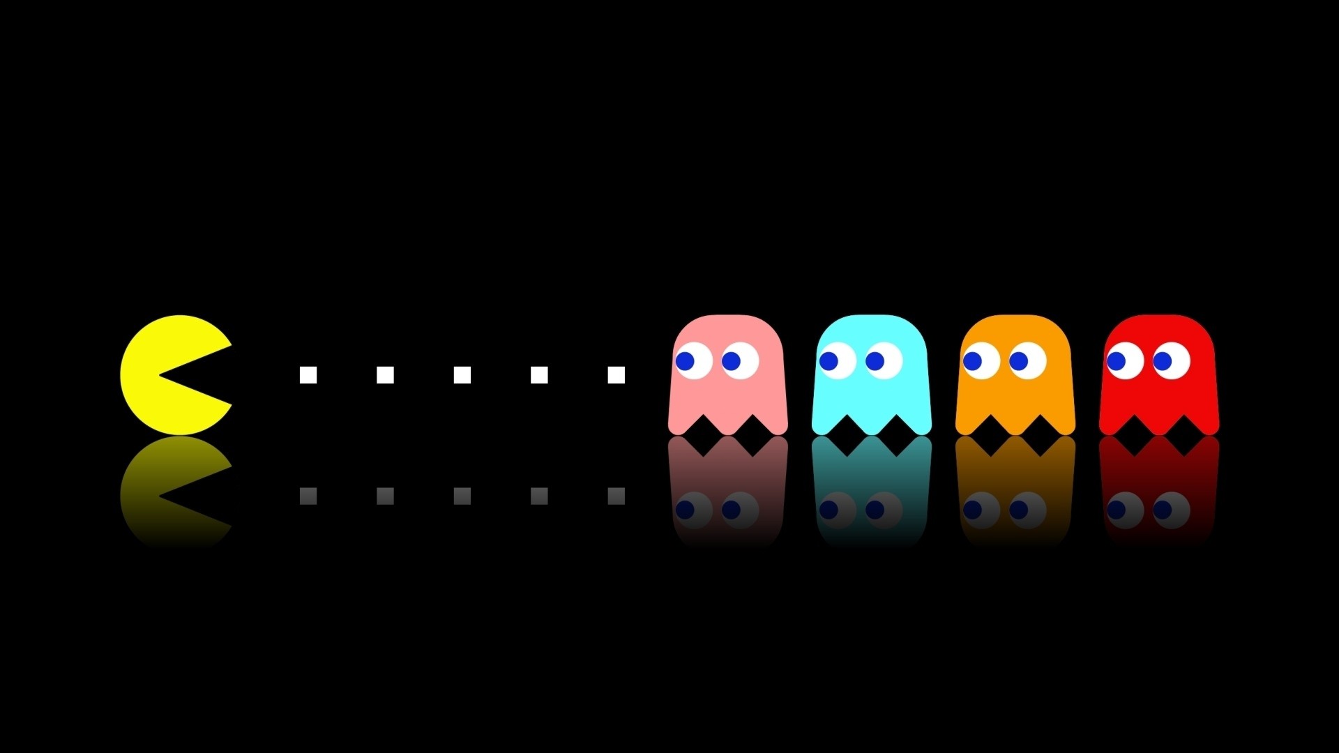 Pacman Video Games Simple Colorful Classics Black Background 1920x1080