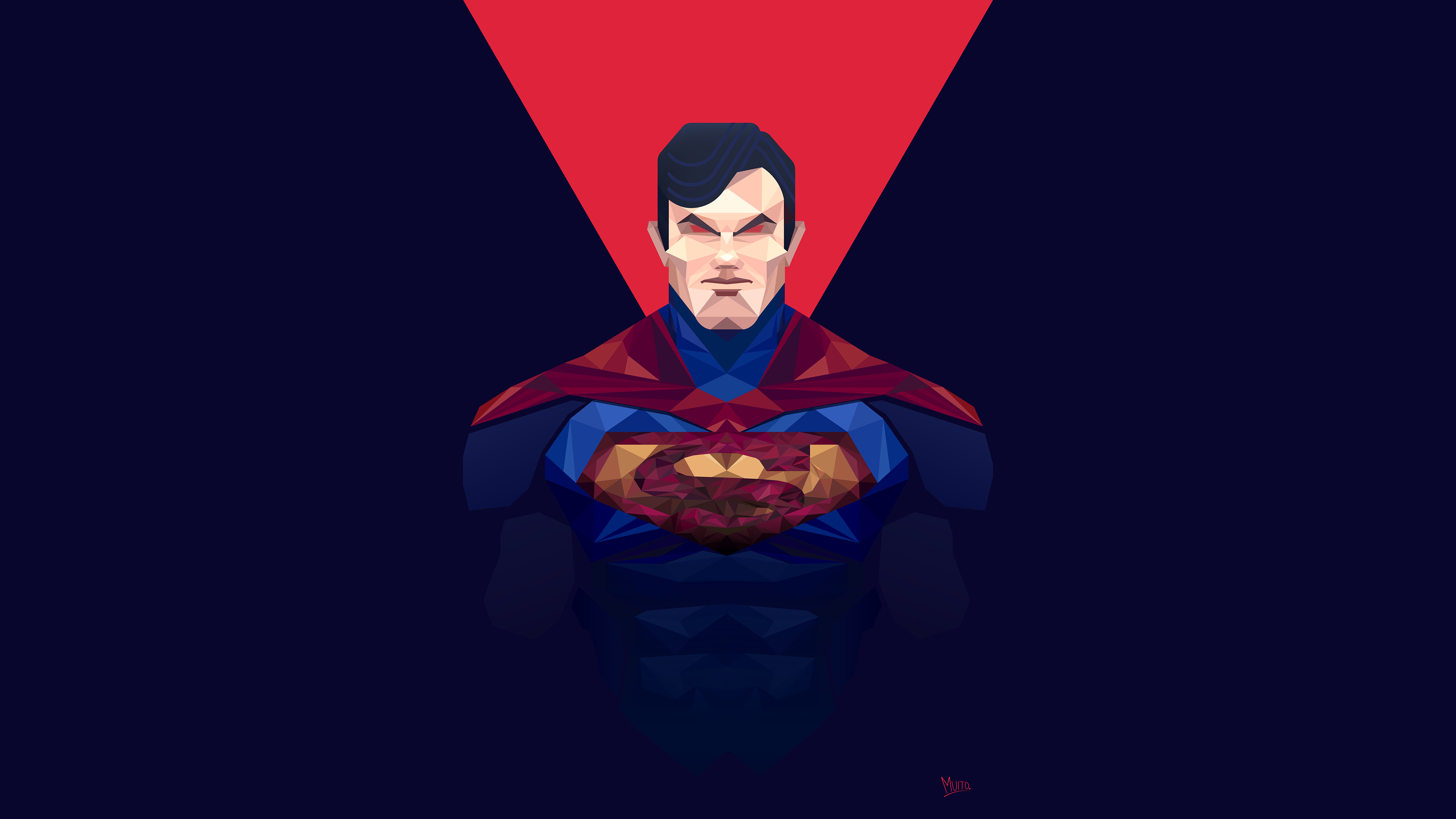 Minimalism Superman Man Of Steel Superhero Cape Low Poly 3840x2160