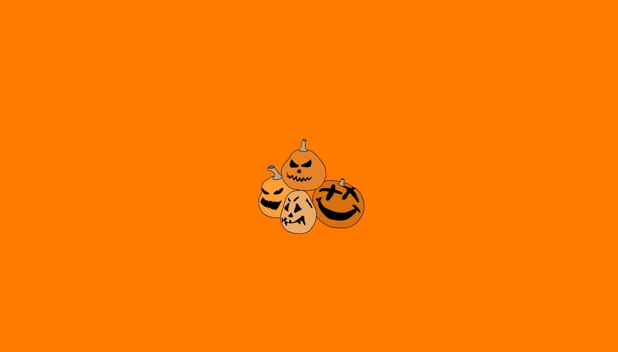 Halloween Pumpkin Jack O Lantern Orange Background Minimalism 2024x1152