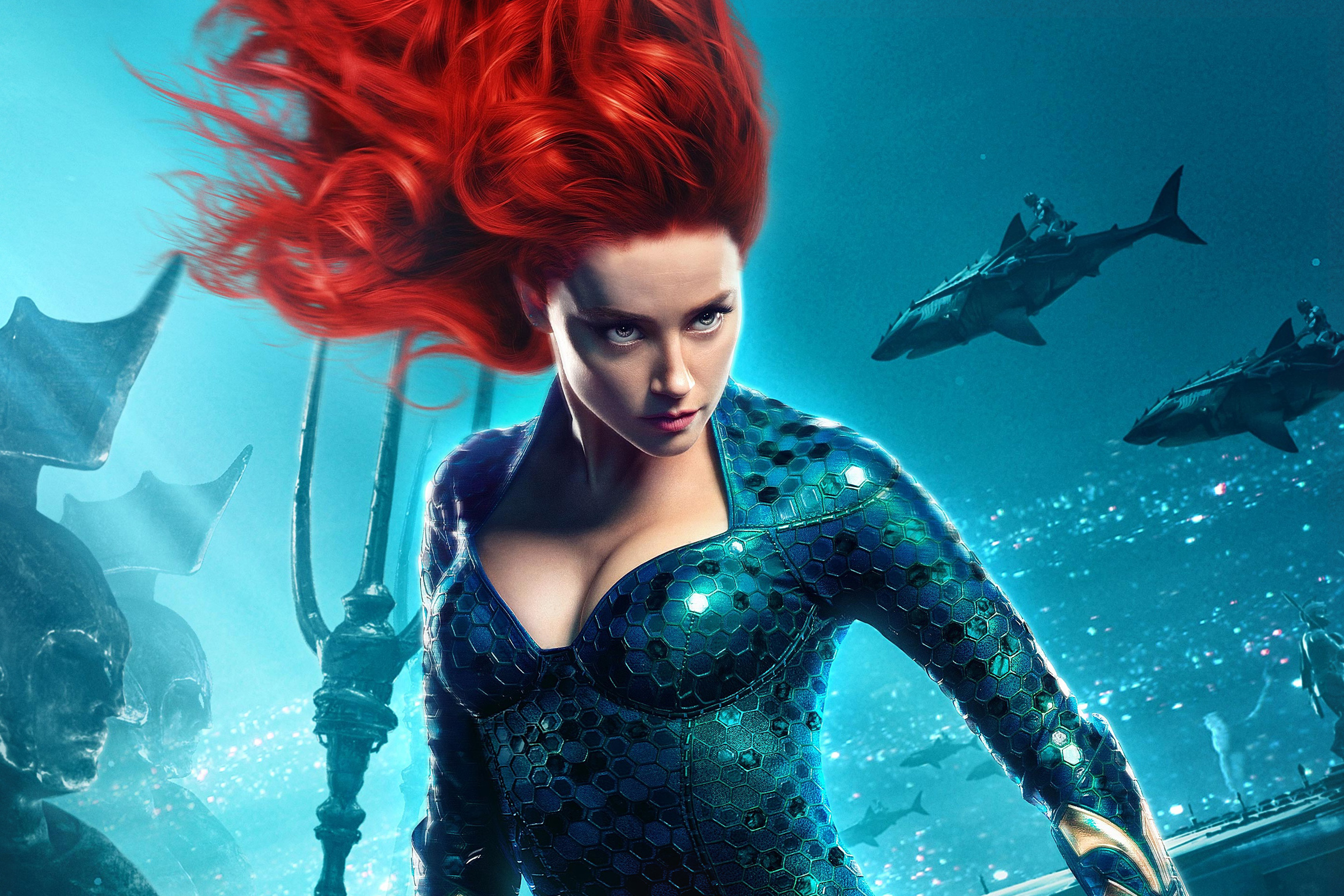 Aquaman Amber Heard Justice League Mera Cyan Redhead 2880x1920