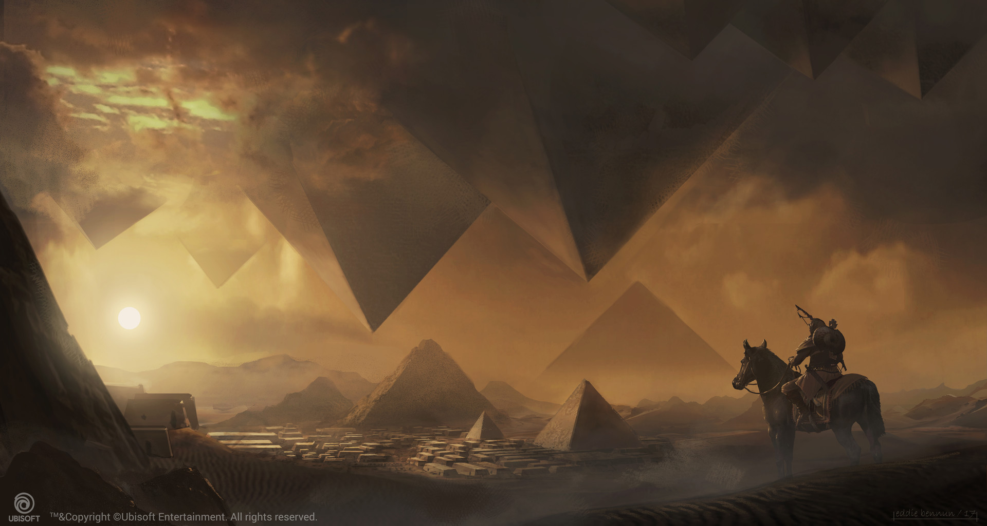 Digital Art Artwork Video Games Horse Desert Pyramids Of Giza Sun Bayek Ubisoft Assassins Creed Assa 1920x1025