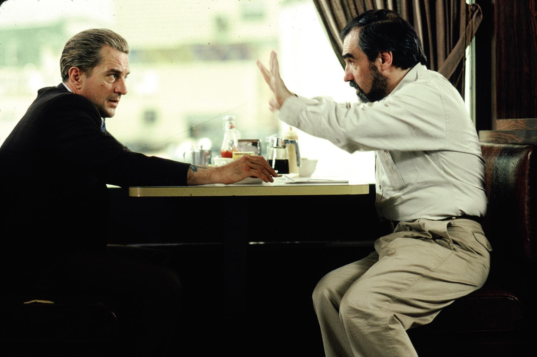 Men Actor Movies Legends Robert DeNiro Martin Scorsese Film Directors Bar Beards Sitting Instruction 1800x1195