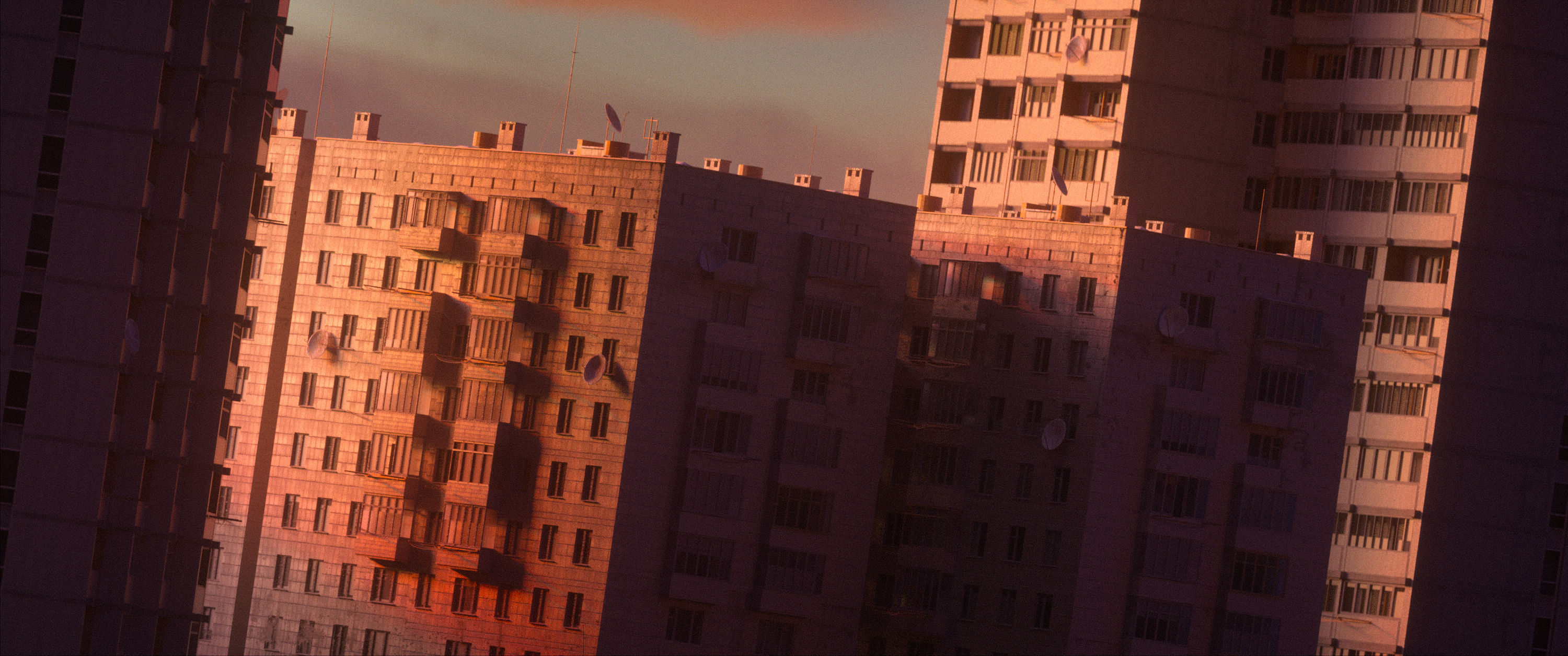 City 3D Cinema4D Building Depressing Town Render 3000x1255