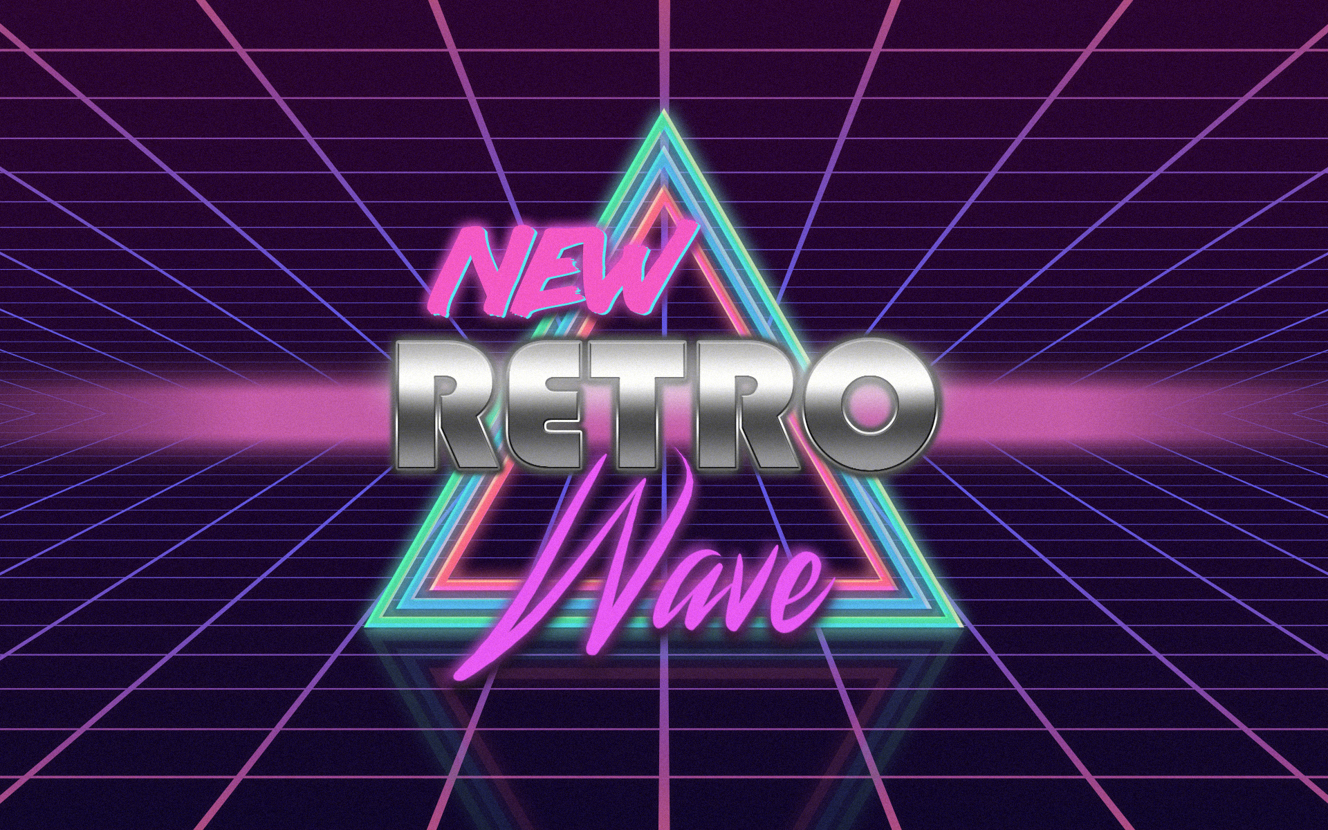 Retro Style Neon 1980s Vintage Digital Art Synthwave Typography New Retro Wave 1920x1200