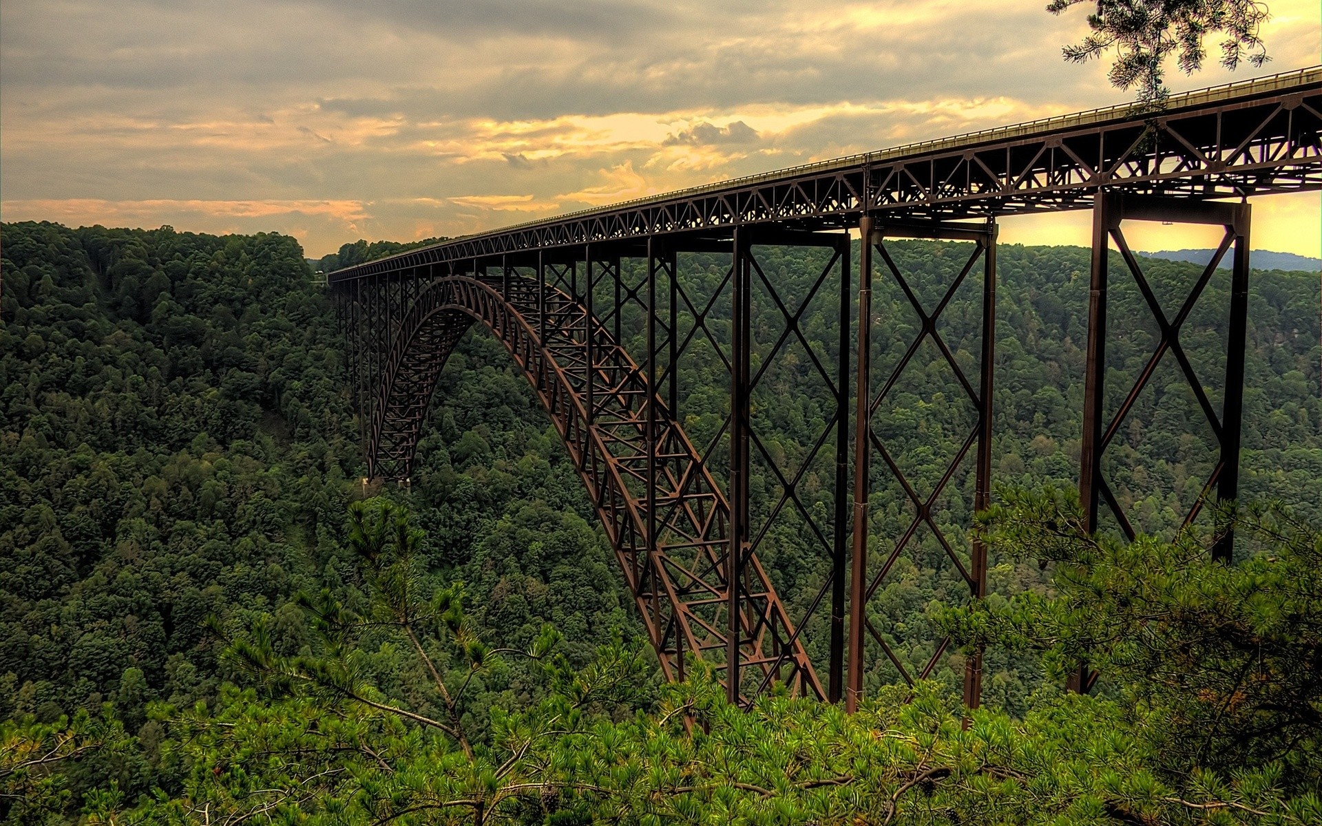 Bridge Architecture Forest Gorge 1920x1200