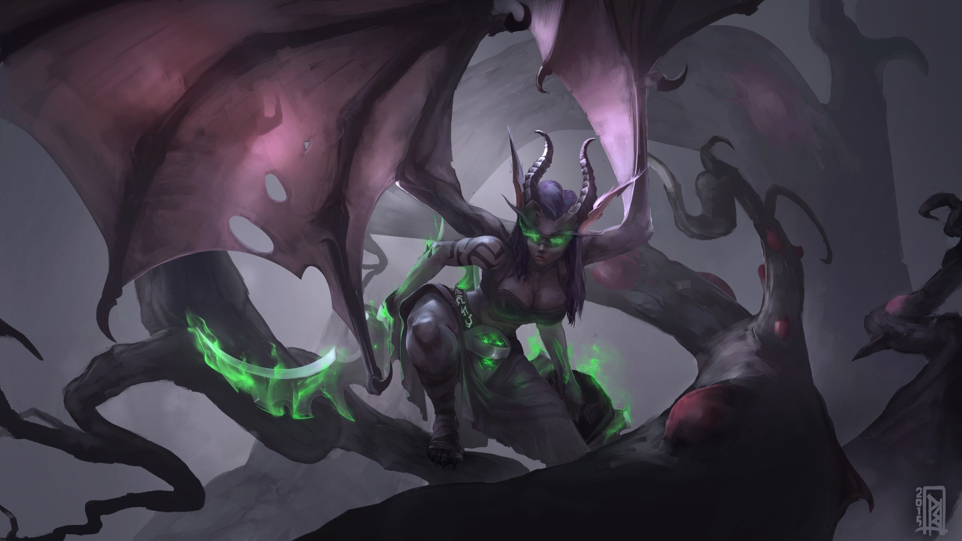 Fantasy Art Demoness Demon Hunter World Of Warcraft Video Games 1920x1080