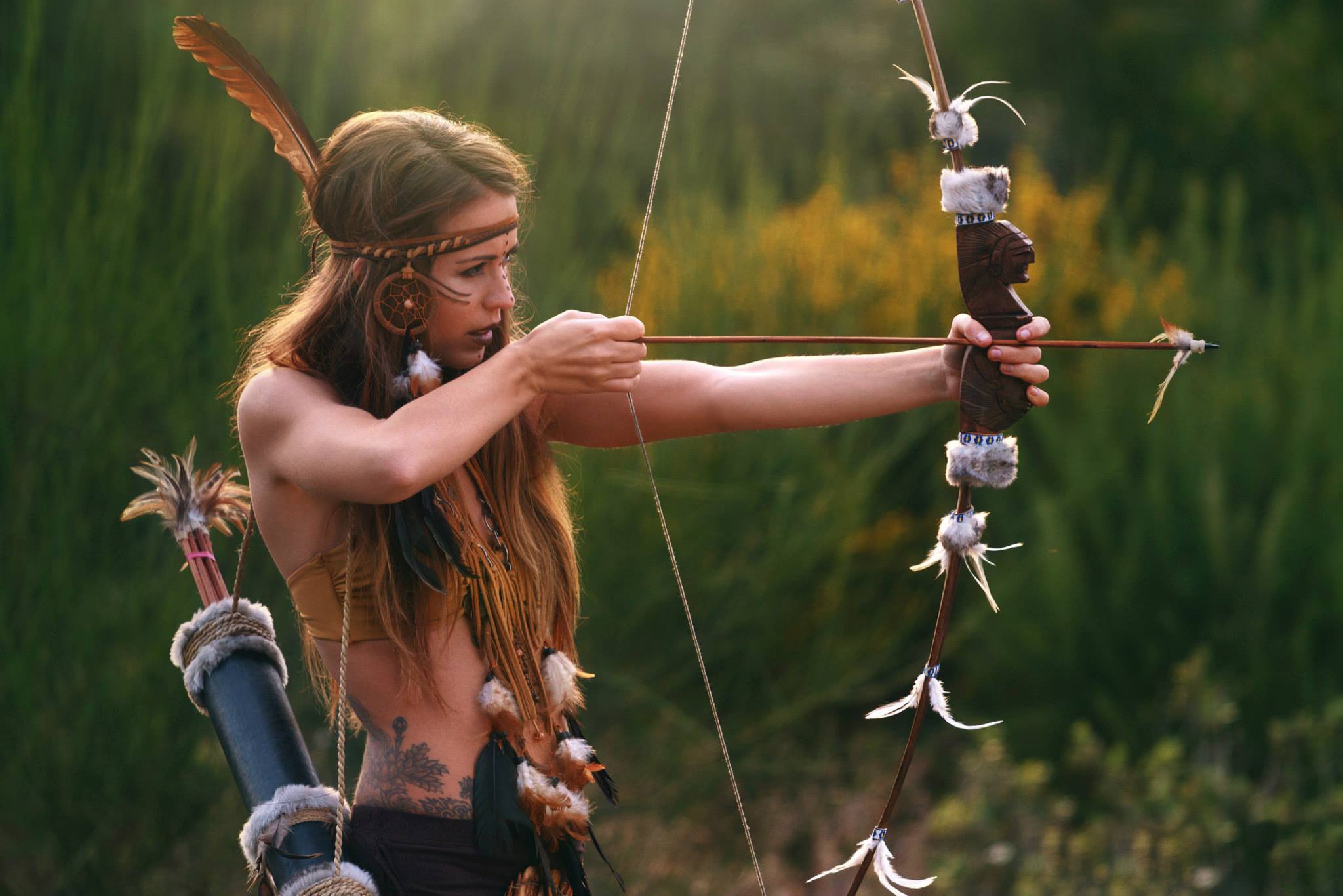Archer Women Women Outdoors Model Bow Arrows Fantasy Girl Archery 2048x1366