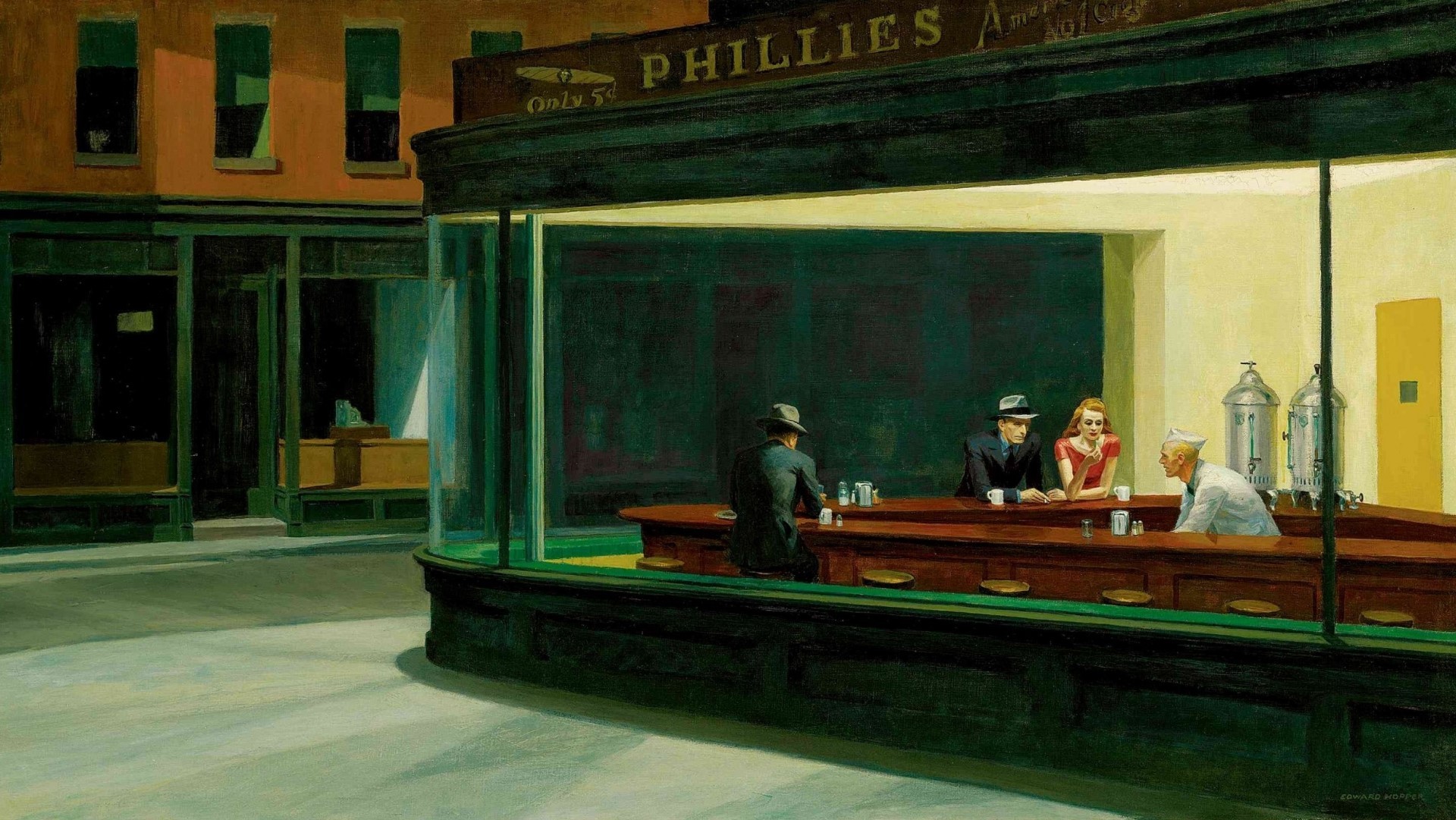 Painting Restaurant Nighthawks Edward Hopper Diner Classic Art Artwork 1920x1081
