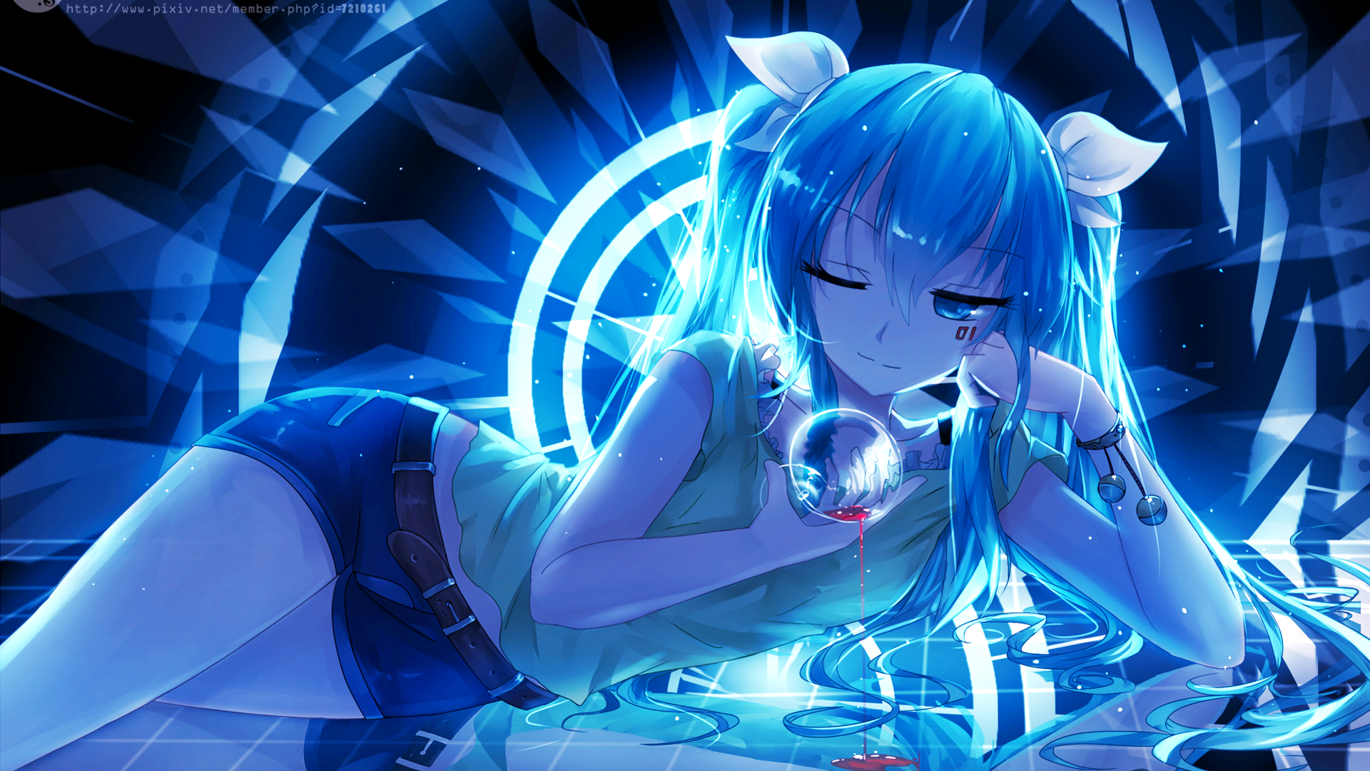 Hatsune Miku Vocaloid Water On Glass Blue Eyes 1920x1080