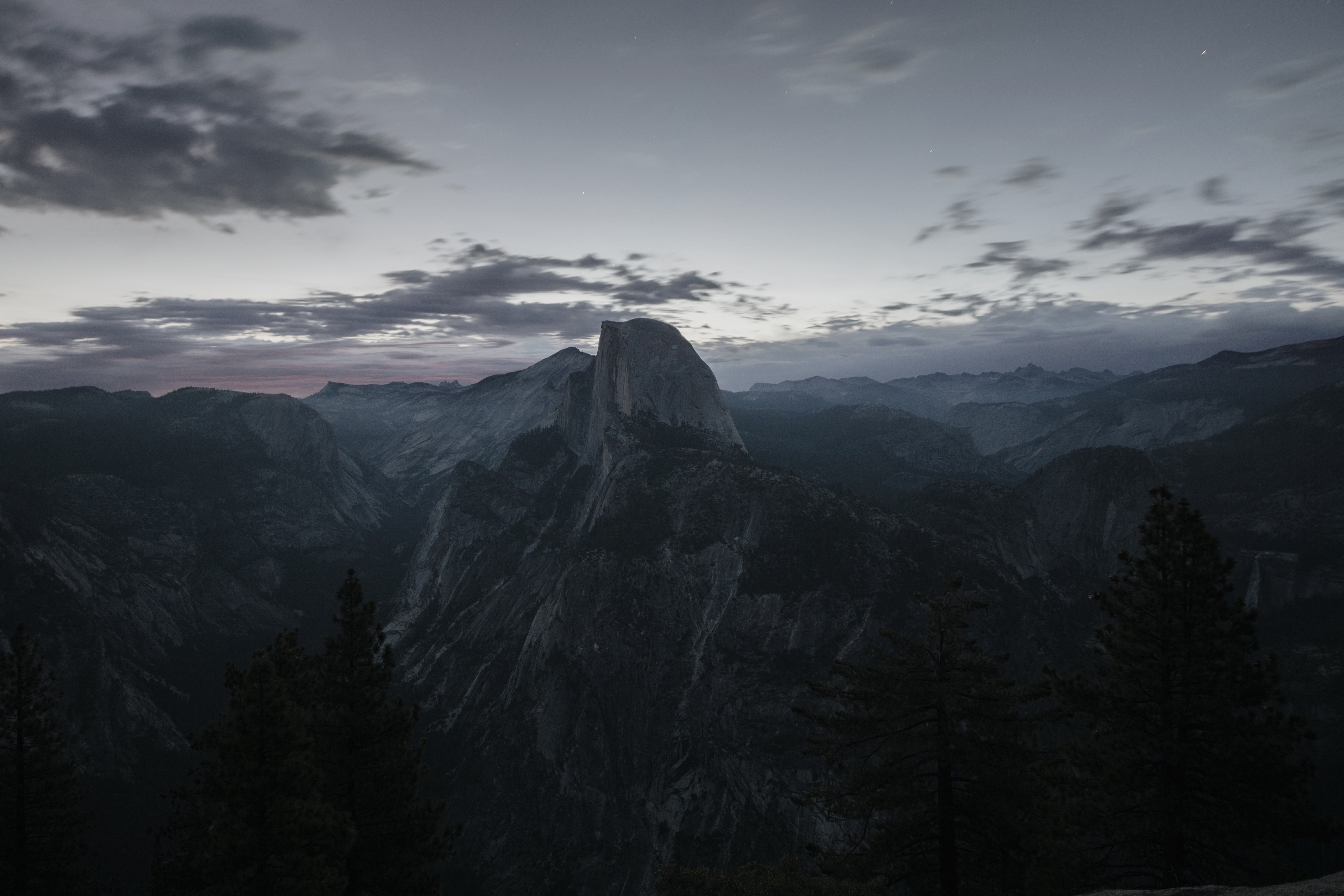 Yosemite Valley USA Clouds Sunset Landscape 6000x4000