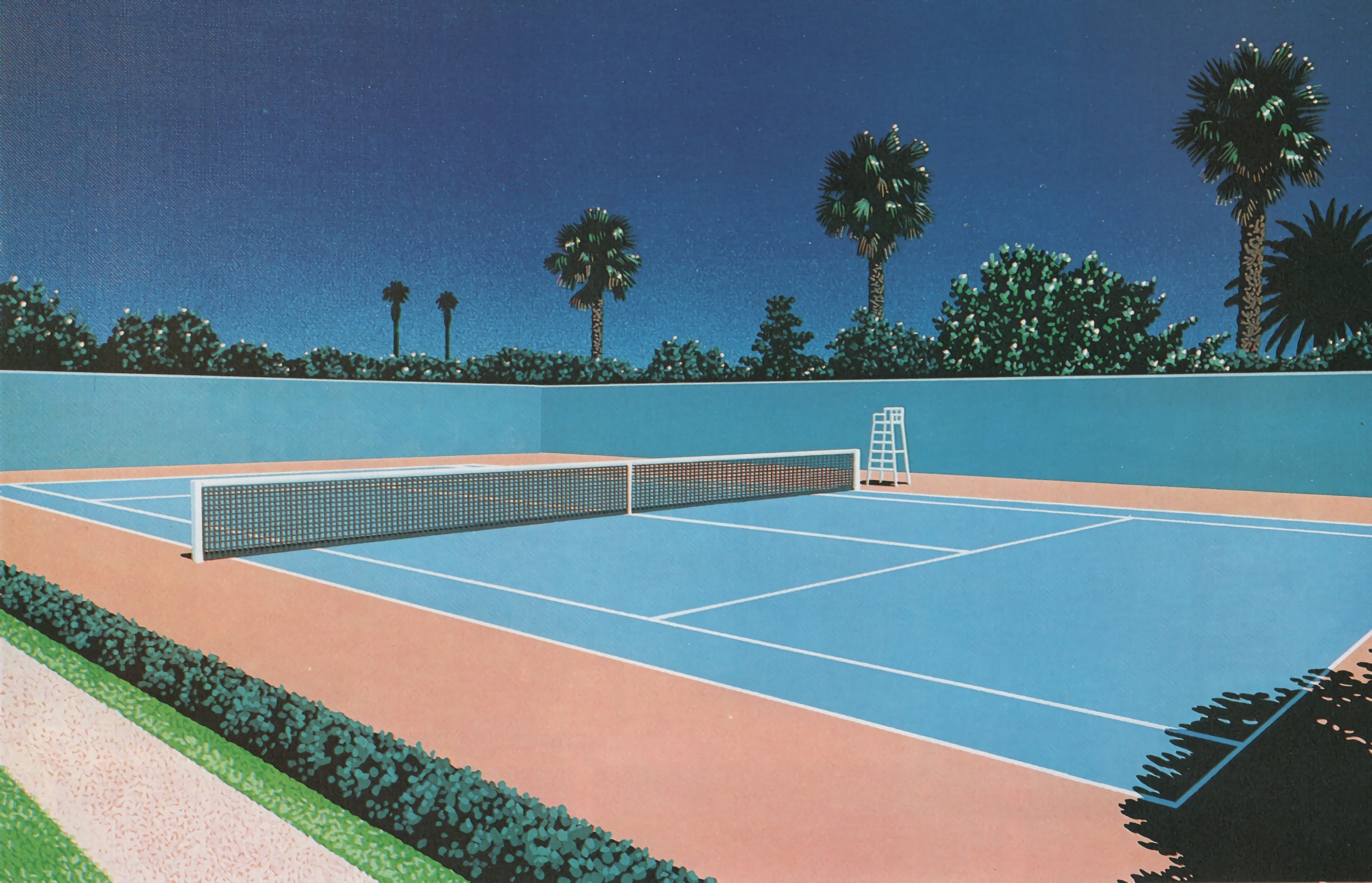 Painting Retrowave 1980s Tennis Court 2560x1648