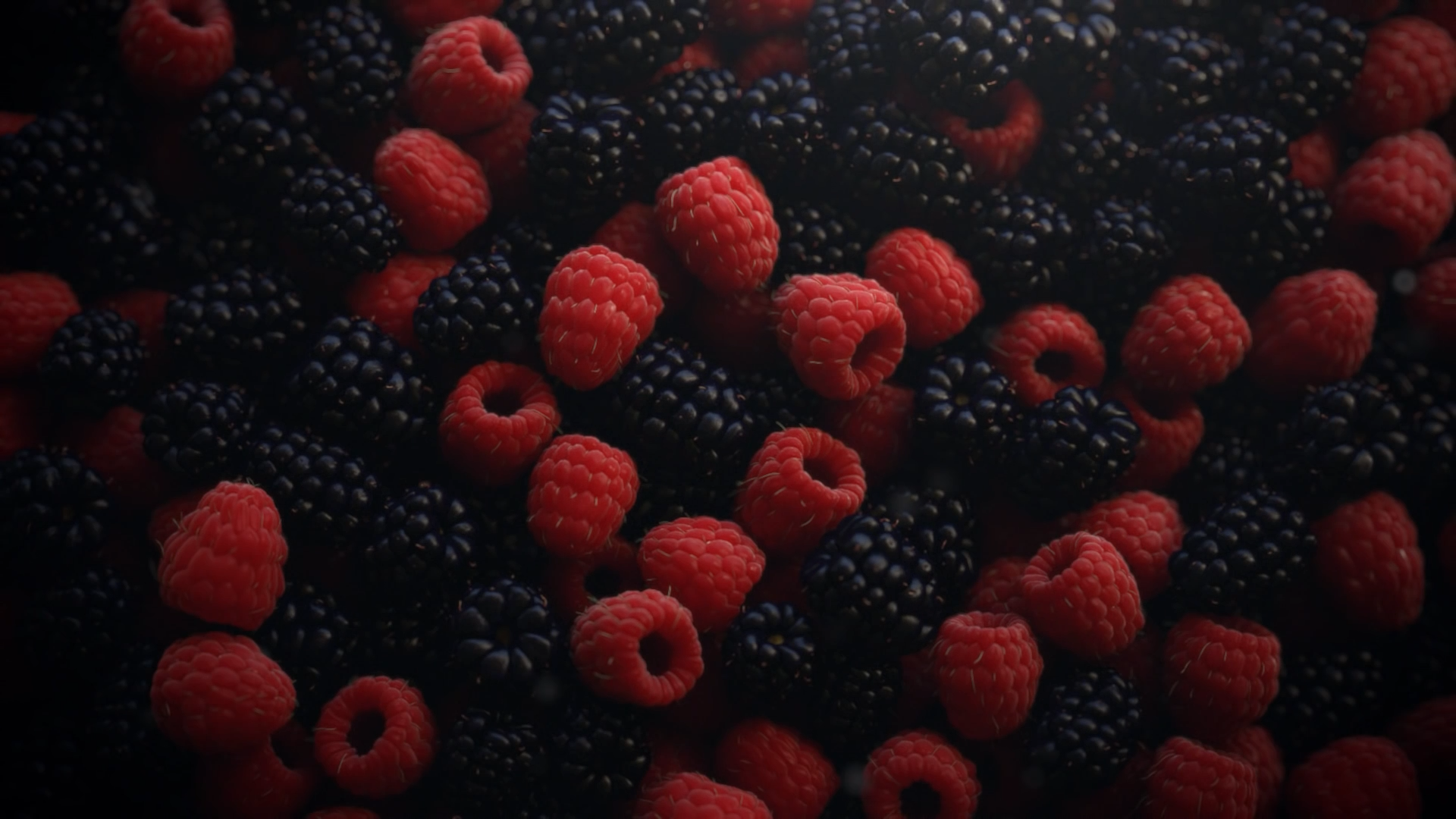 Fruit Rasberry Food Berries Macro 3D 1920x1080
