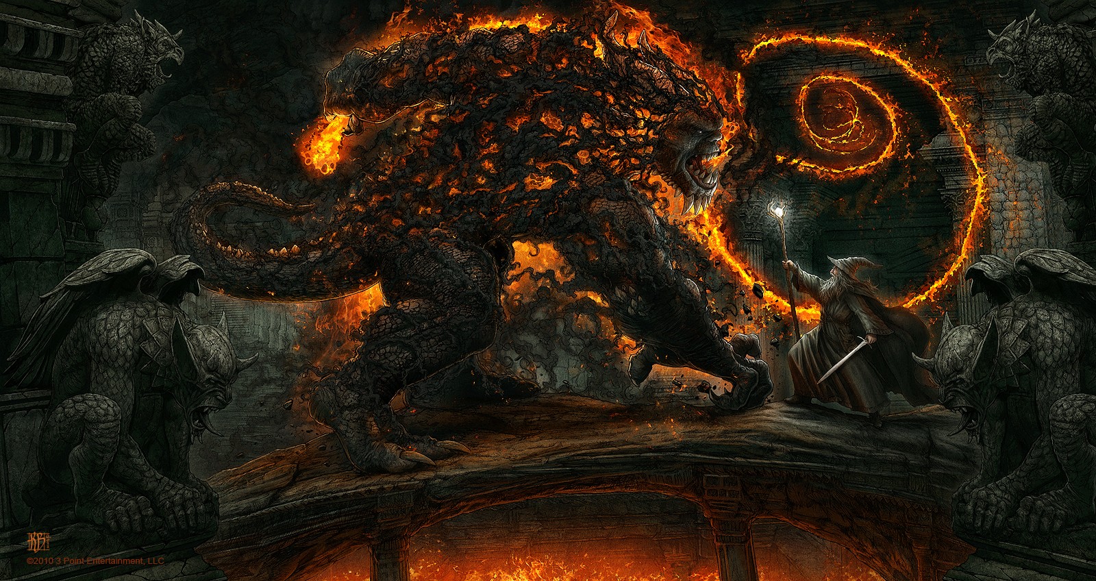 Gandalf Balrog The Lord Of The Rings Fantasy Art Demon Wizard 1600x848