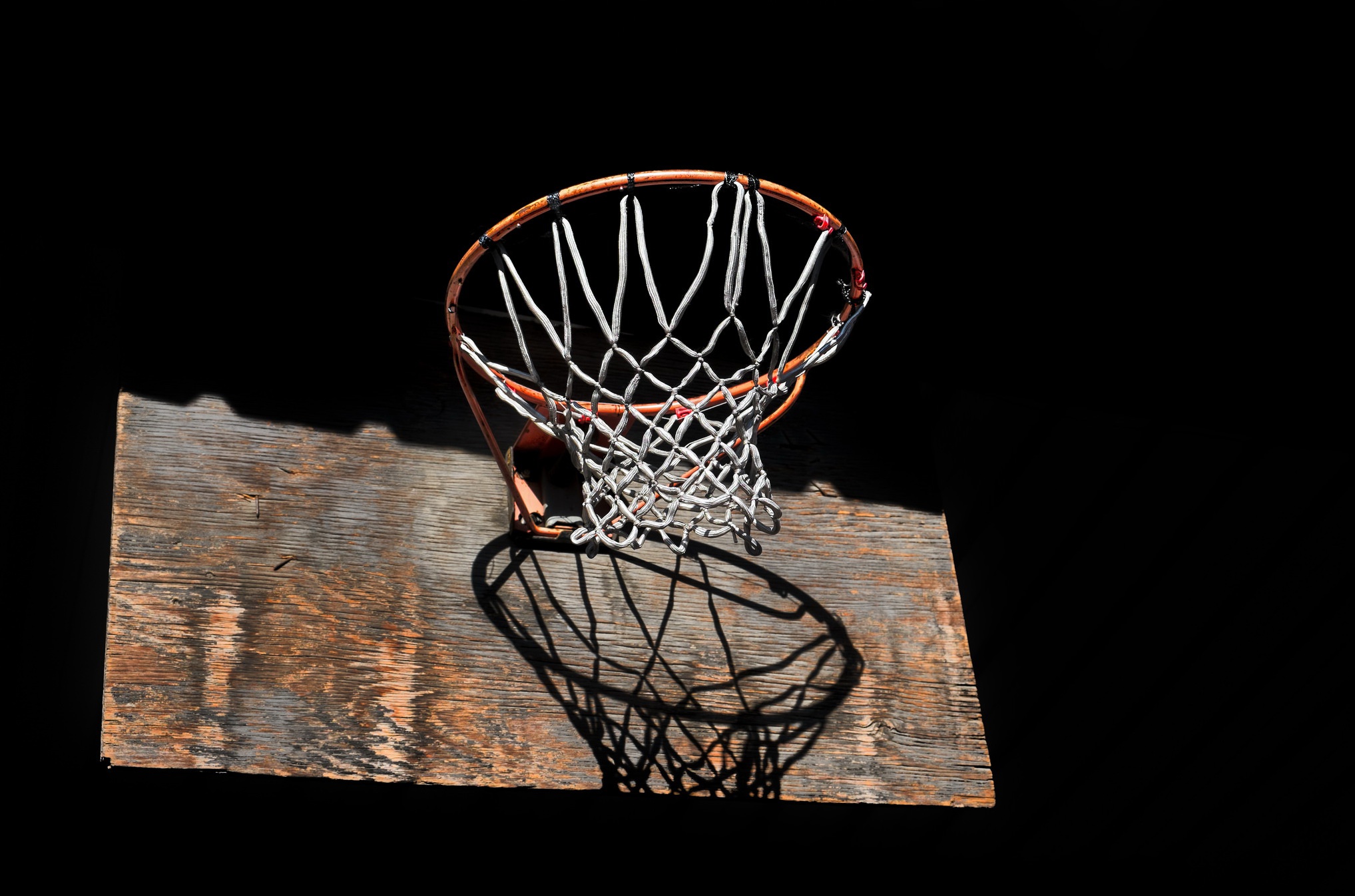 Sport Basketball Hoop Wood Panels Black Black Background 2035x1346