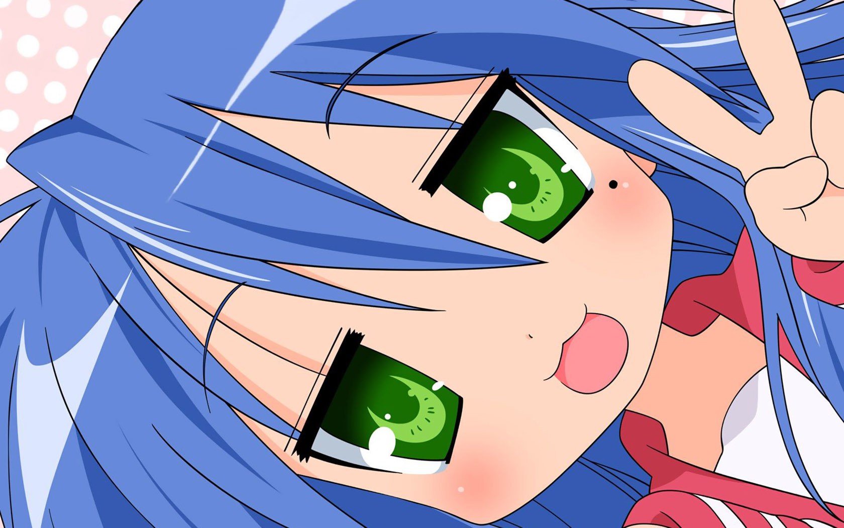 anime girls lucky star izumi konata green eyes blue hair wallpaper resolution 1680x1050 id 669914 wallha com anime girls lucky star izumi konata