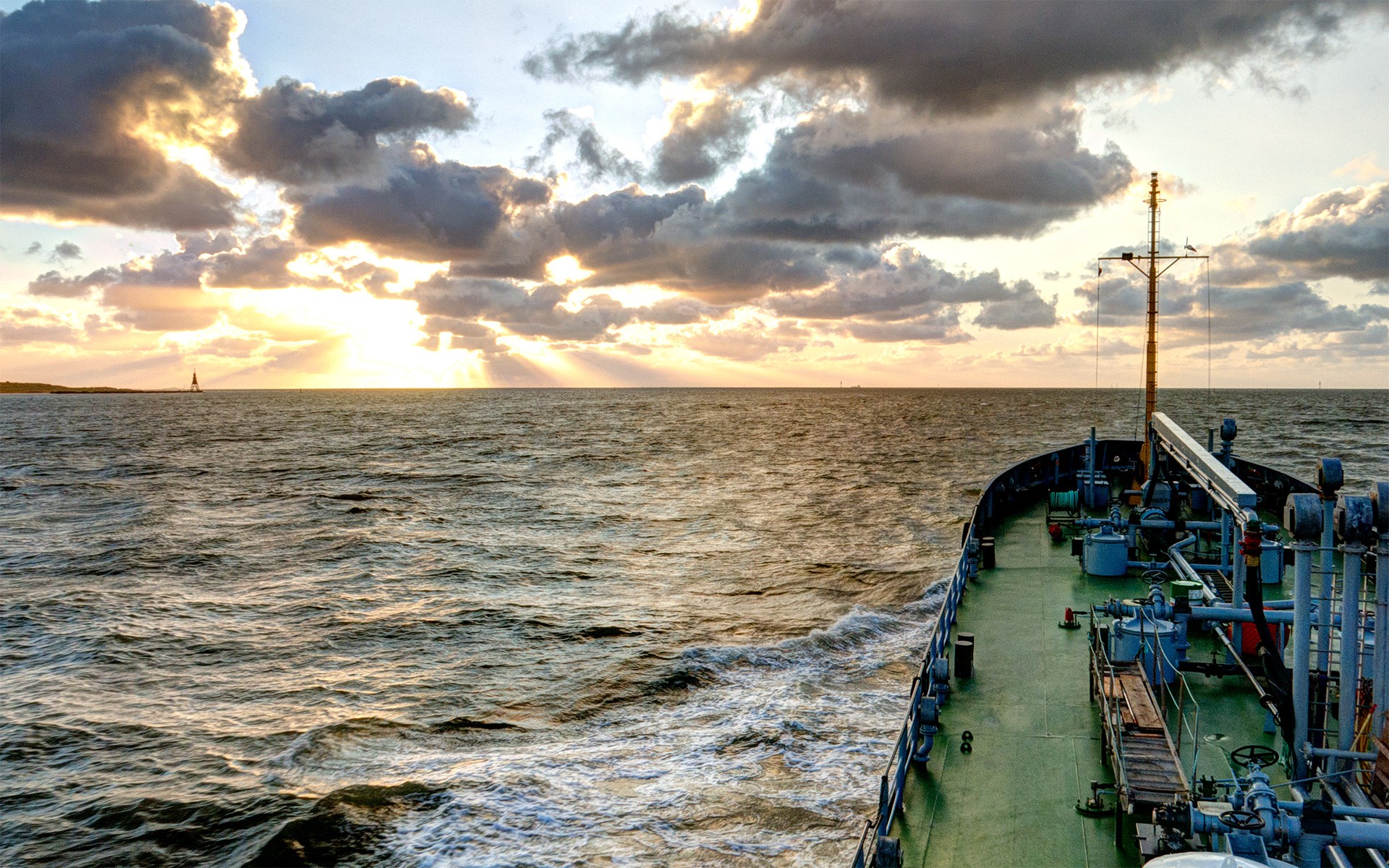 HDR Sea Ports Water Ship Vehicle Sunlight Clouds Sun 1920x1200