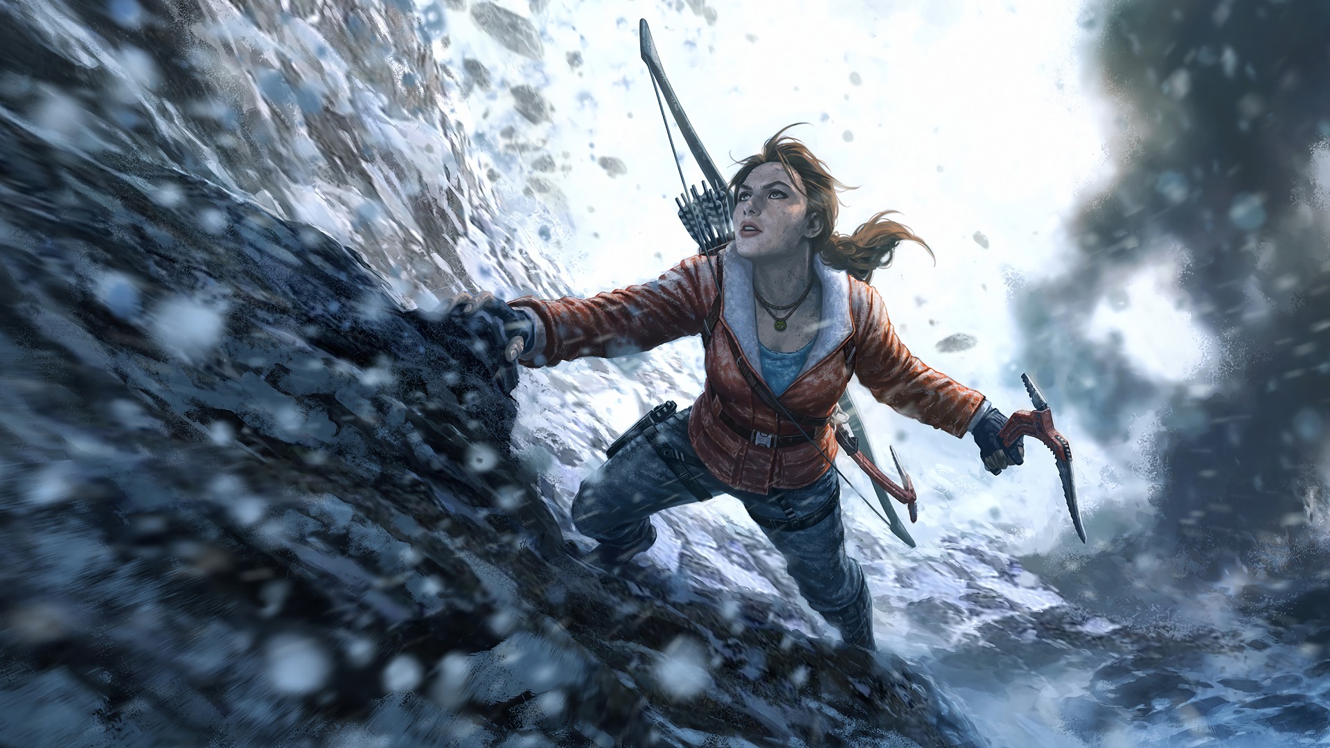 Tomb Raider Rise Of The Tomb Raider Lara Croft Video Games Women Artwork Digital Art Brunette Climbi 1920x1080