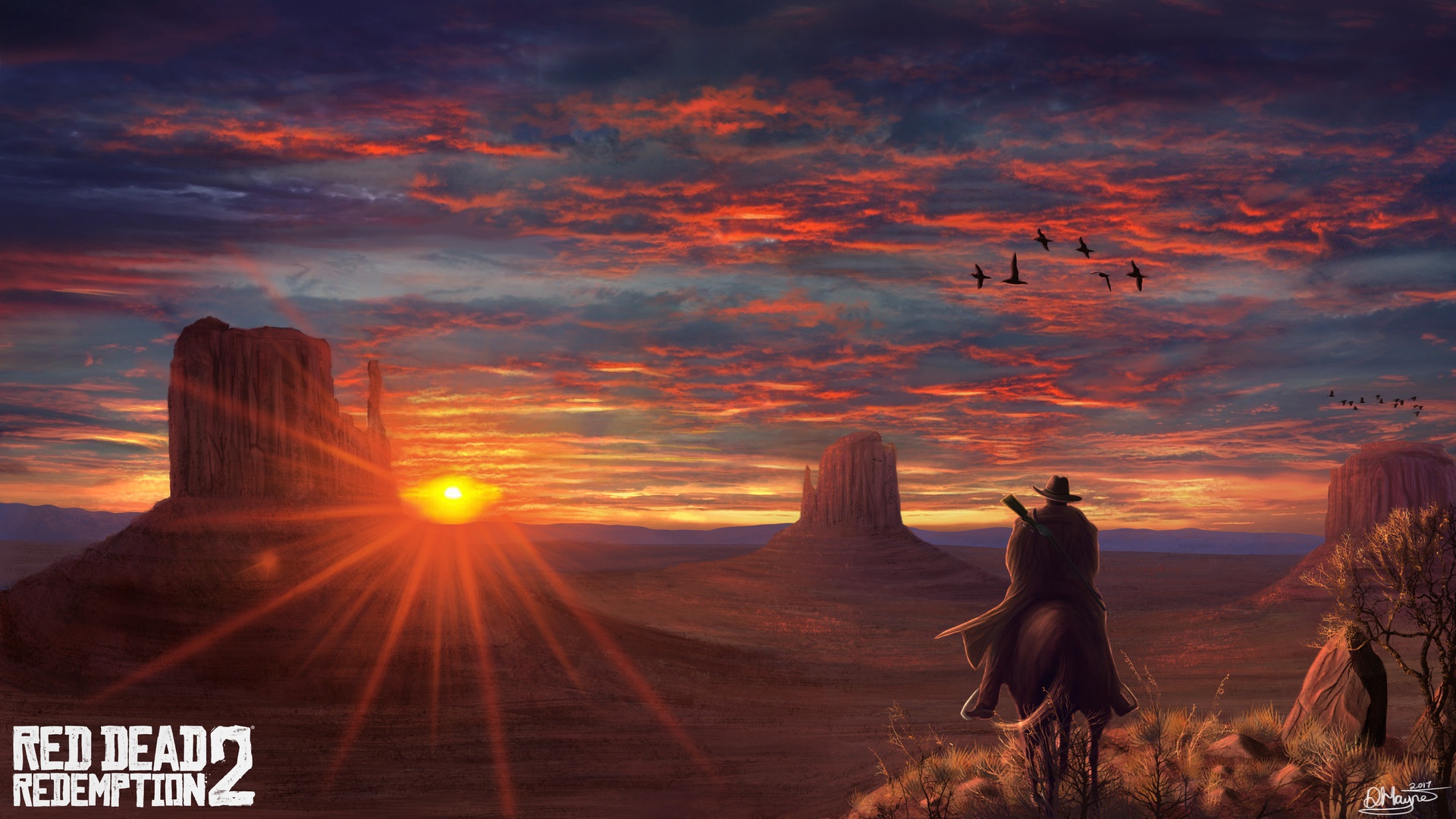 Video Games Red Dead Redemption 2 Sunlight Sky Video Game Art 2017 Year 1920x1080