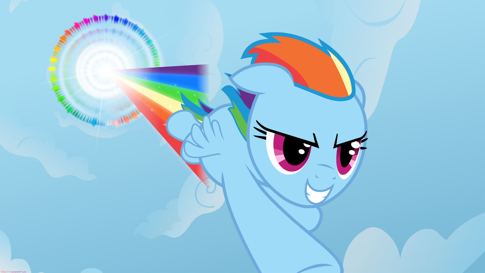 My Little Pony Rainbow Dash Cartoon Clouds Explosion Sparkles Pegasus 1920x1080