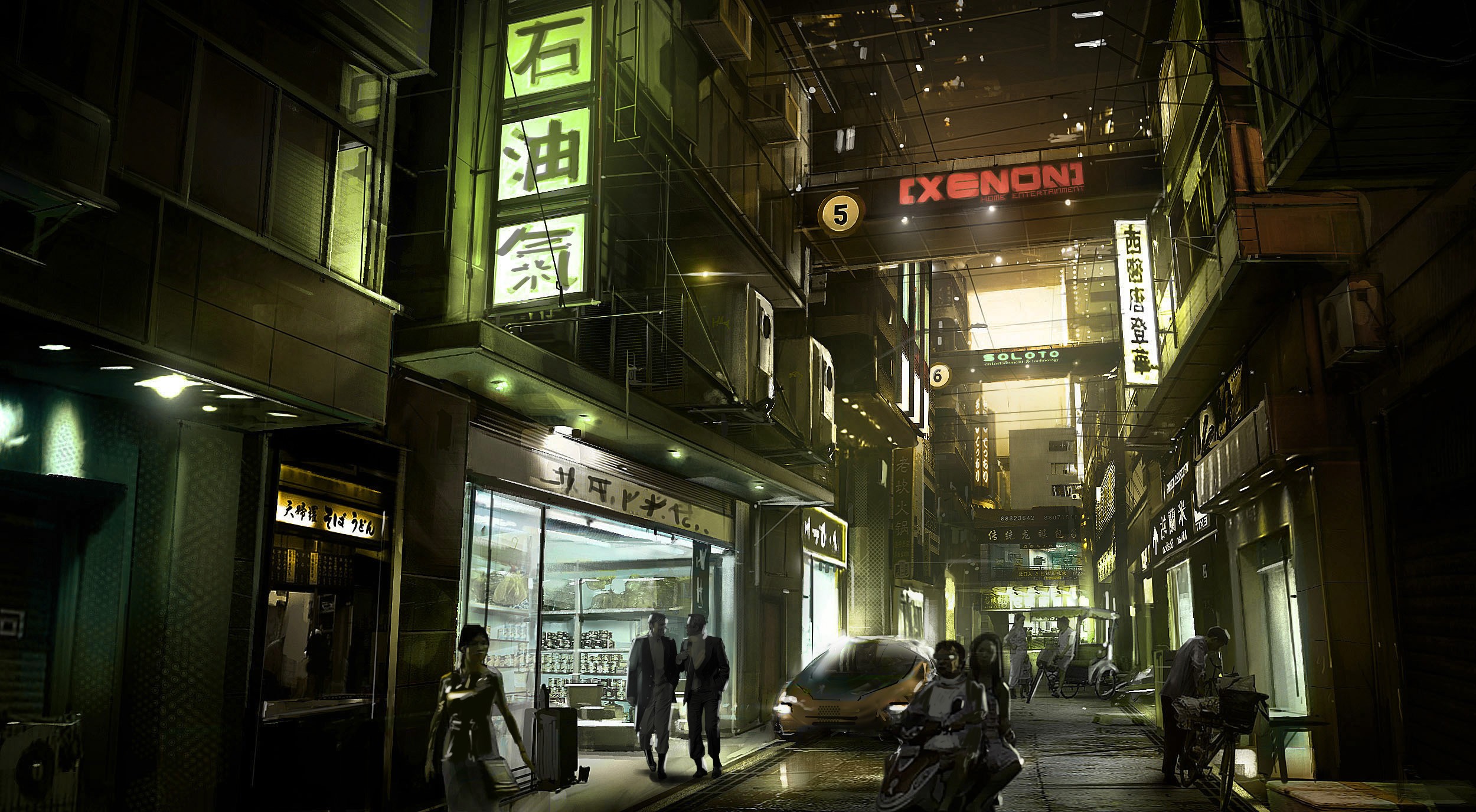 Deus Ex Concept Art Signs City Futuristic Street Video Games 2500x1376