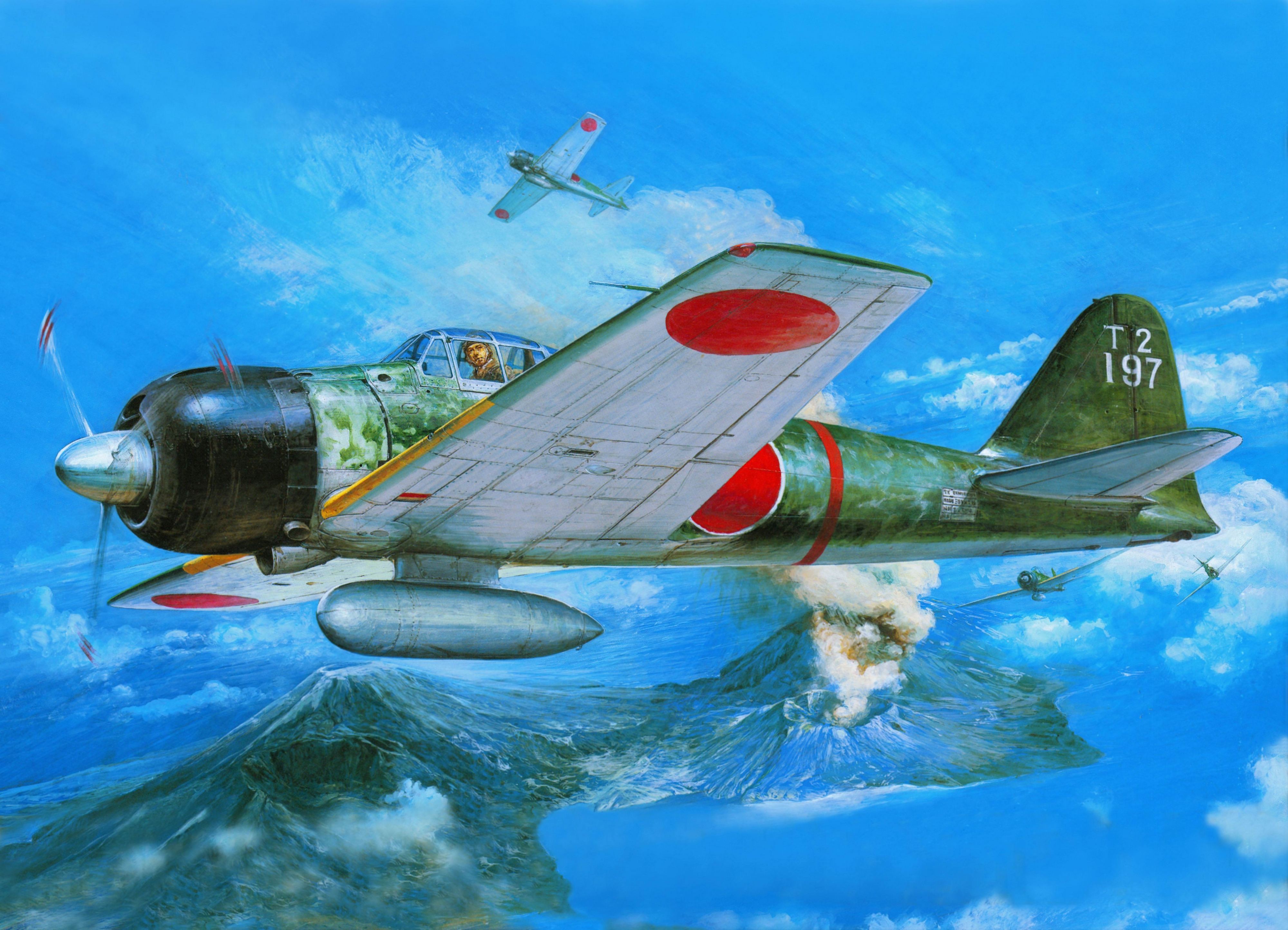 Japan World War Ii Zero Mitsubishi Airplane Military Military Aircraft Aircraft Japanese Artwork 4000x2888