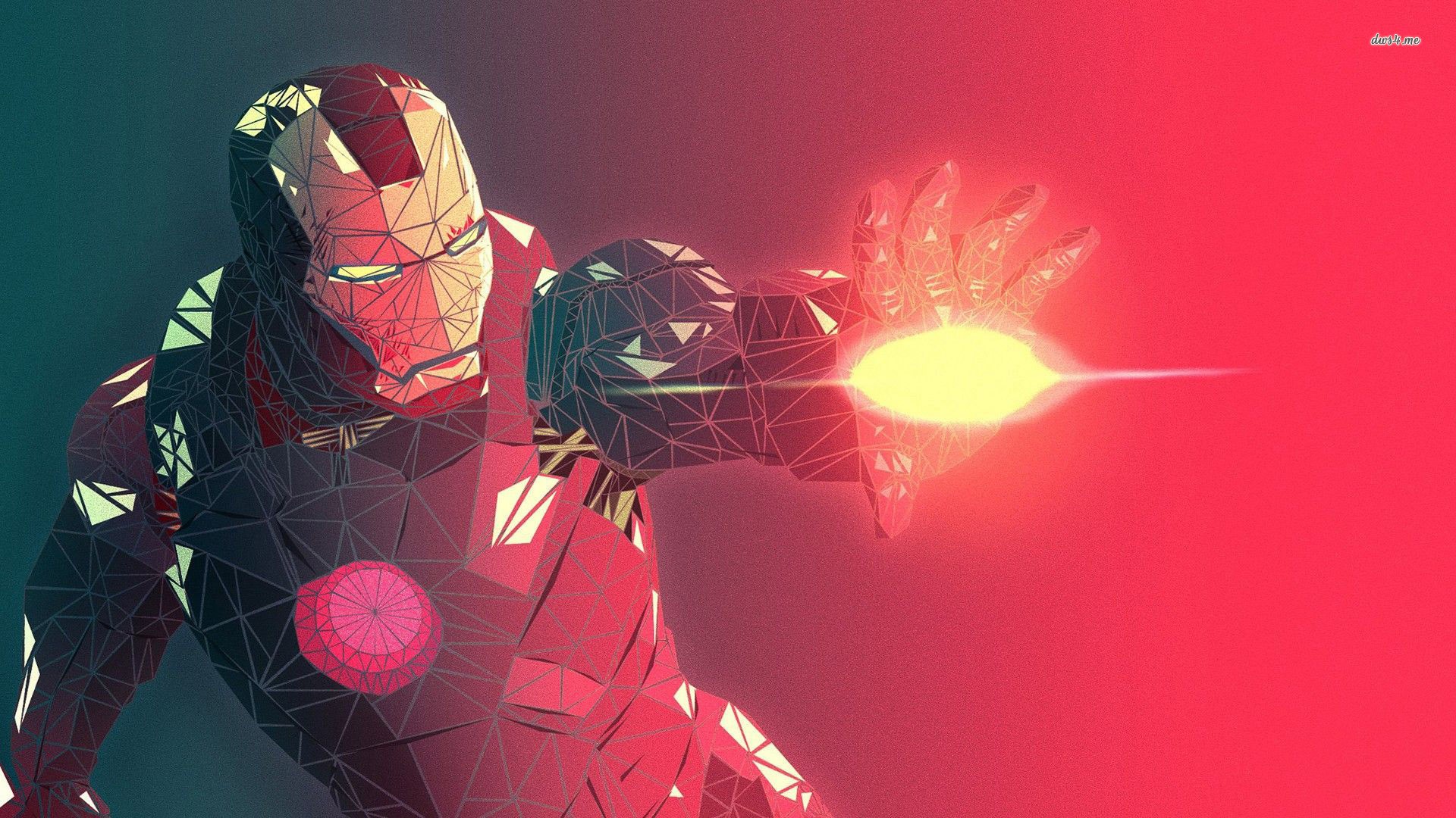 Low Poly Superhero Iron Man Digital Art Artwork Fan Art Red Marvel Comics 1920x1080
