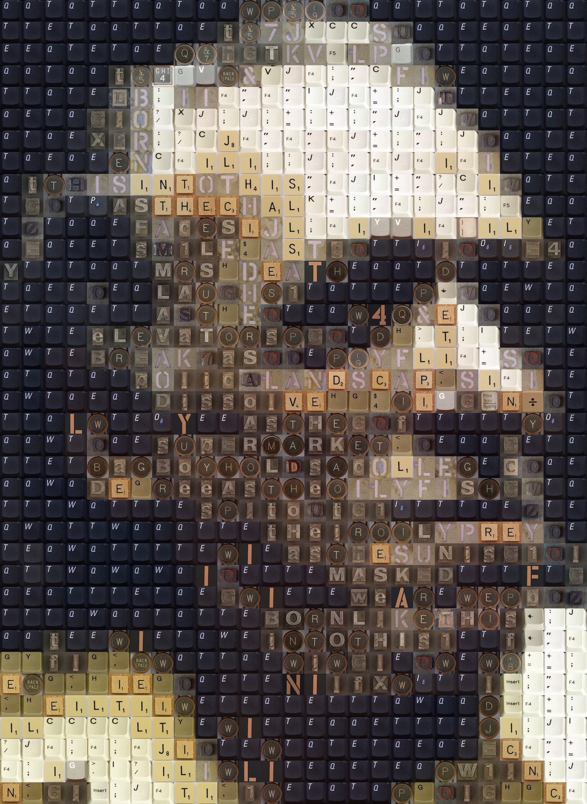 Men Face Portrait Mosaic Charles Bukowski Writers Old People Keyboards Text Numbers Portrait Display 2000x2741