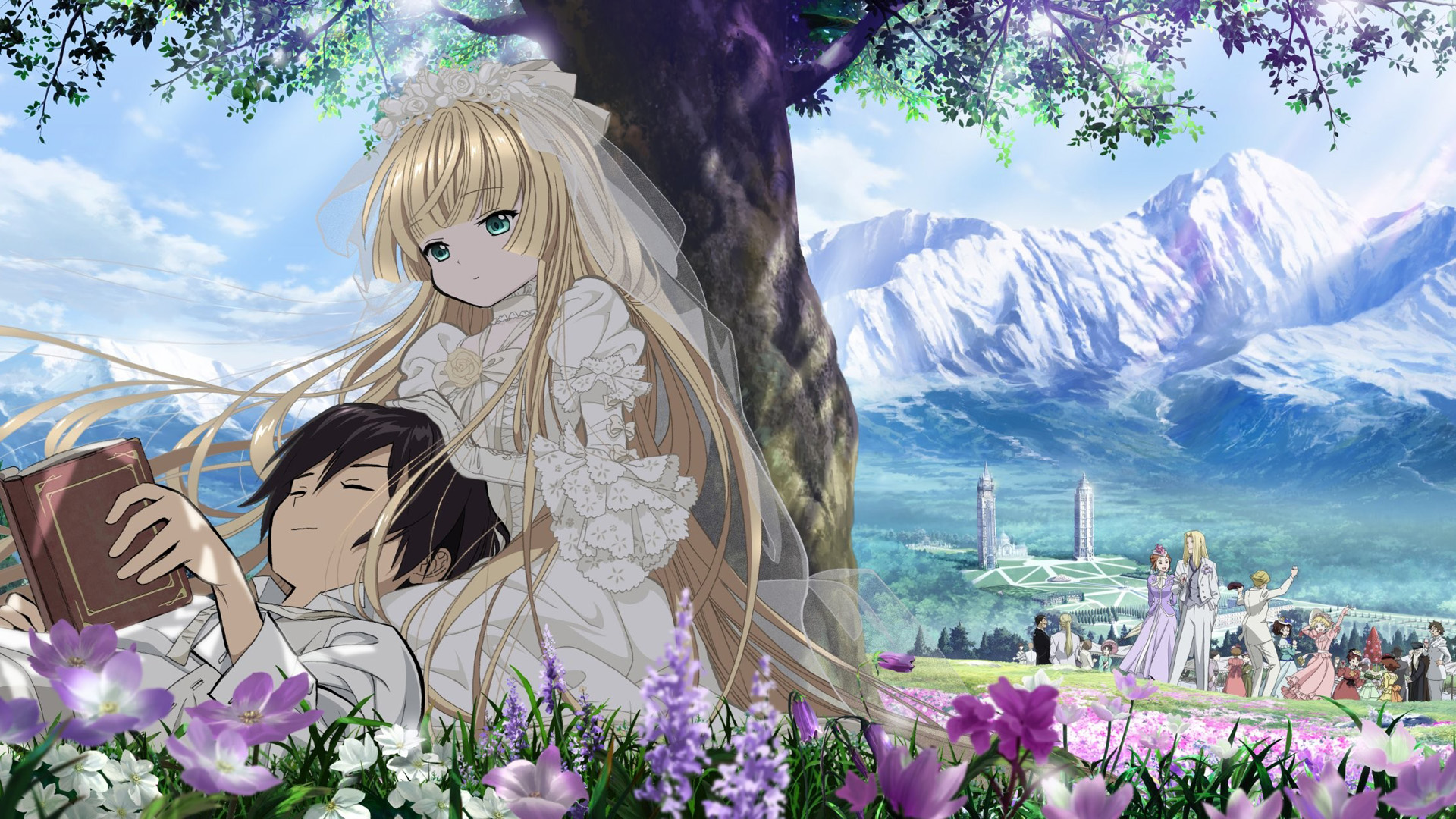 Gosick Girl Long Hair Blonde Green Eyes White Dress Landscape Book Kujo Kazuya Victorique De Blois F 1920x1080