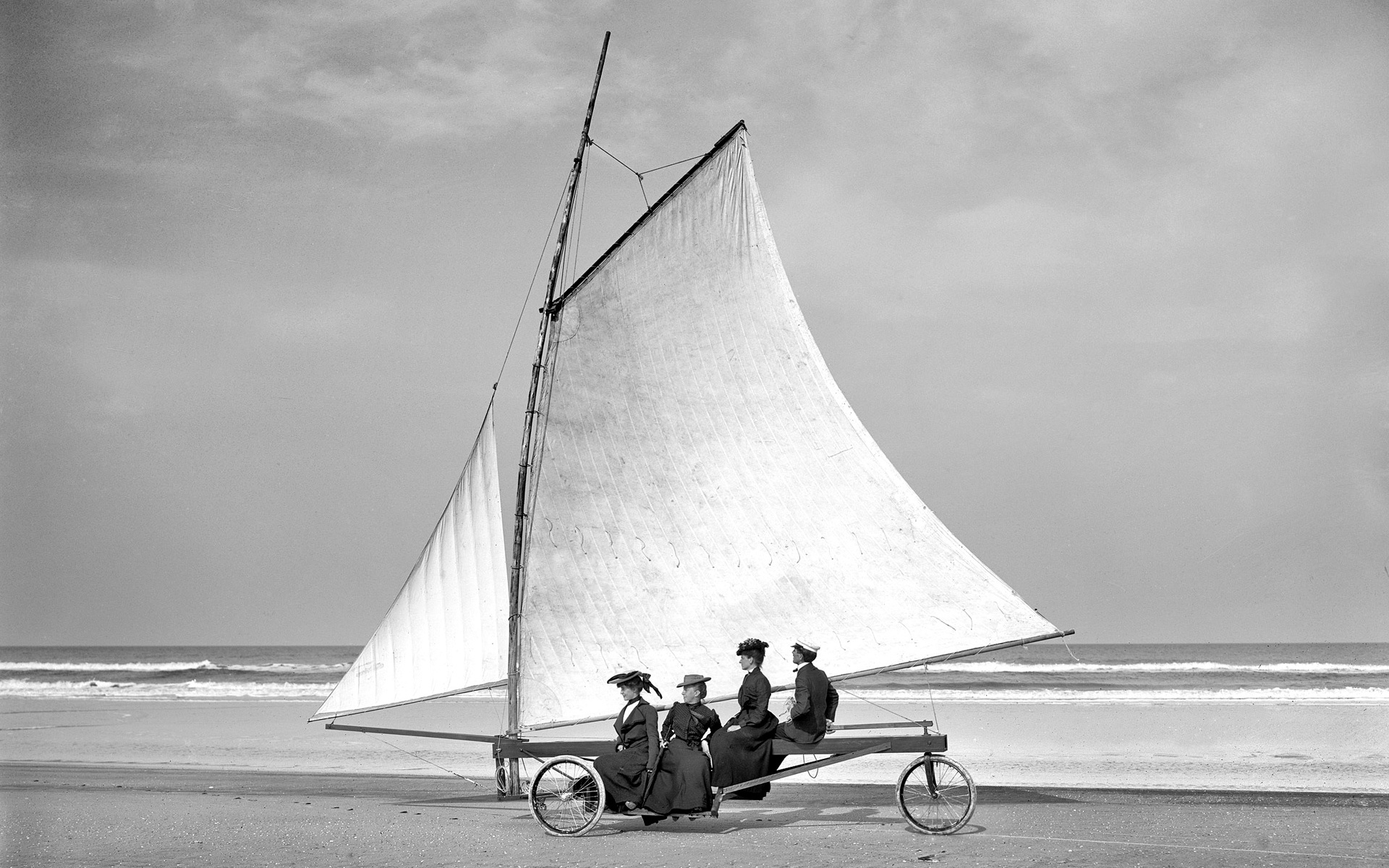 Photography Old Photos Monochrome People Vintage Victorian Vehicle Windsurfing Wheels Women Men Sea  1920x1200
