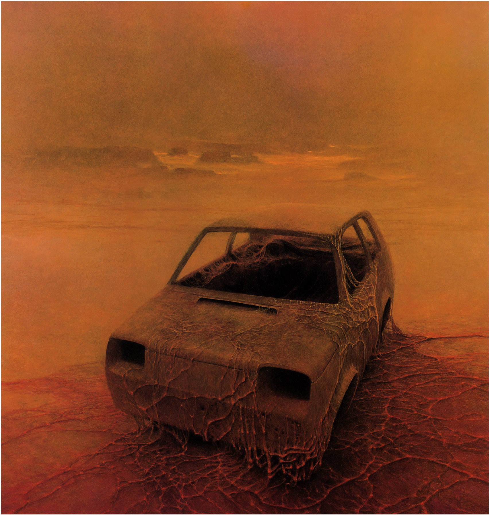 Zdzis Aw Beksi Ski Car Wreck Vehicle Artwork Creepy Fantastic Realism 1708x1792