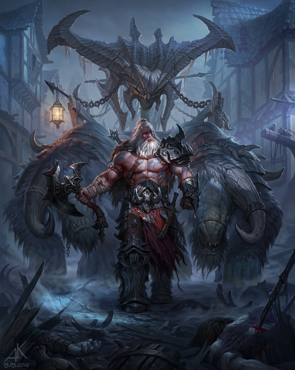 Diablo Iii Video Games Barbarian Artwork 1024x1283