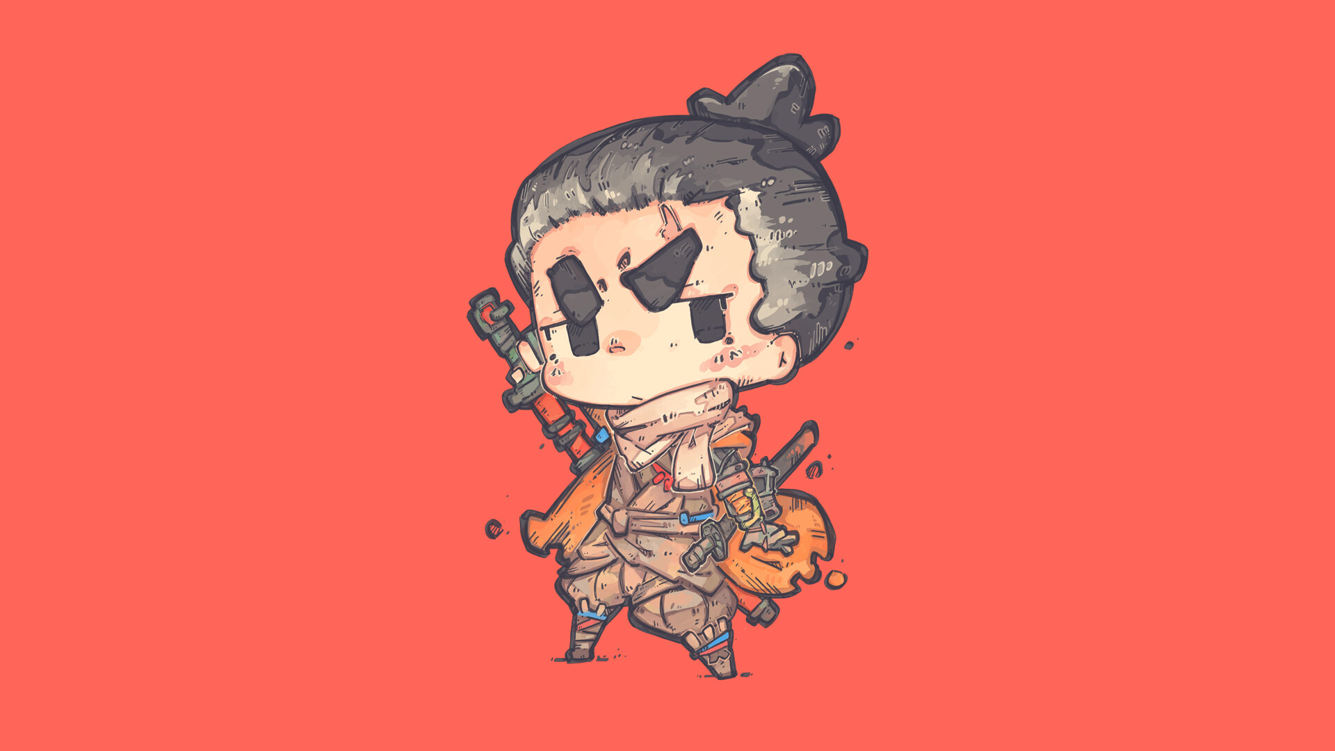 Sekiro Shadows Die Twice Samurai Shinobi Japan Red Background Simple Background Katana 1920x1080