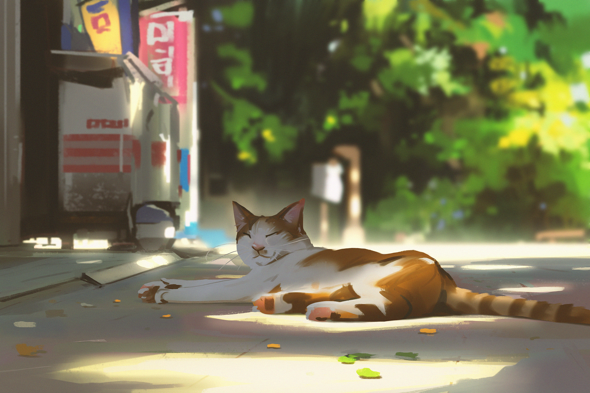 Cats Animals Street Depth Of Field Outdoors Artwork Digital Art Digital Painting Illustration Atey G 2000x1334