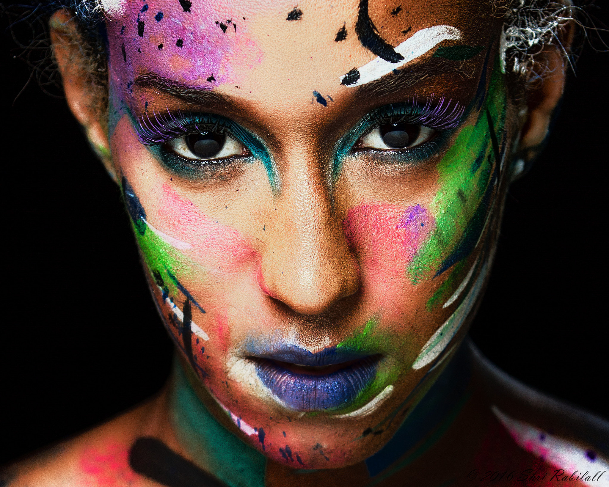 Shri Rabilall Makeup Closeup Colorful Body Paint Women Face Portrait Model 500px 2048x1638