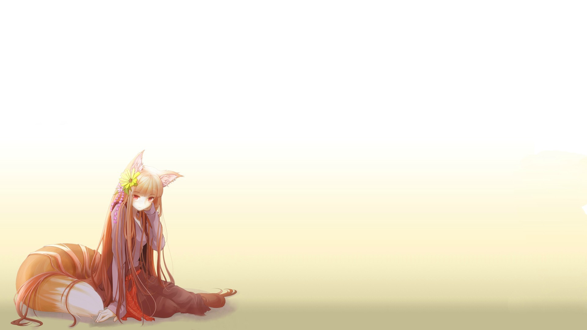 Spice And Wolf Holo Spice And Wolf Anime Girls Okamimimi Simple Background Anime 1920x1080