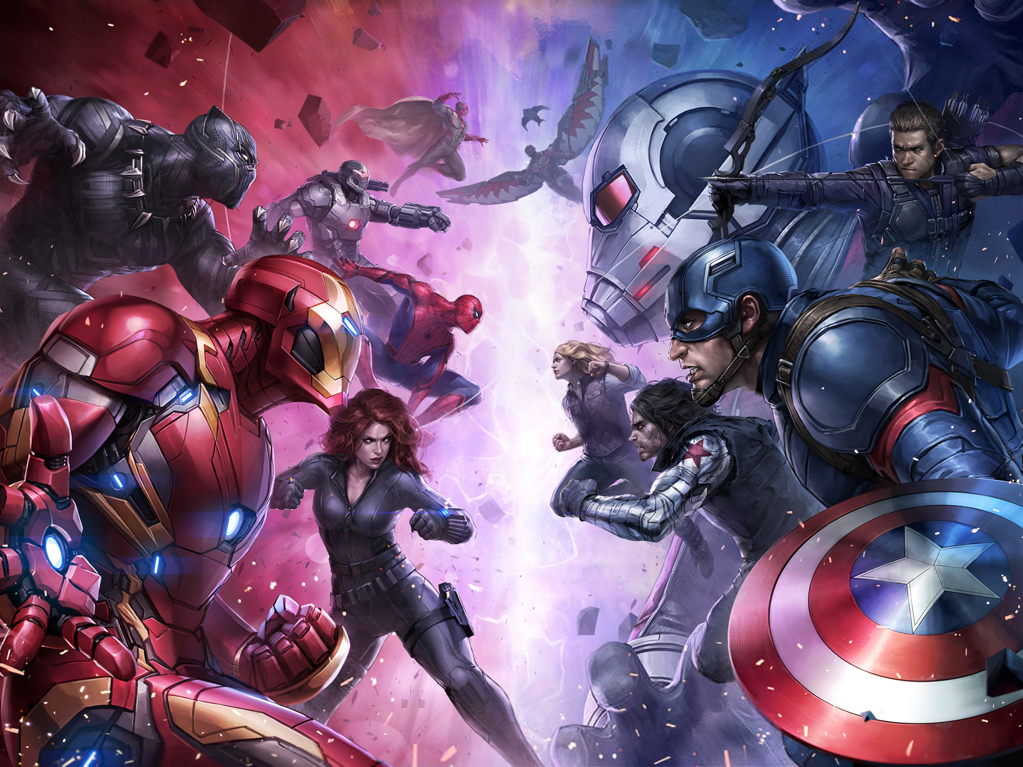 Artwork Marvel Comics Marvel Cinematic Universe Captain America Civil War Iron Man Captain America B 2048x1536