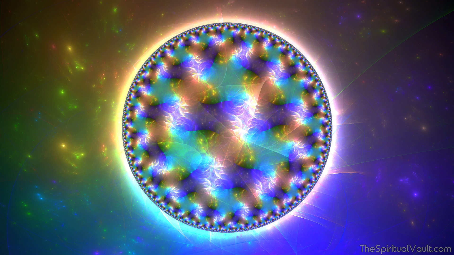 Abstract Colorful Circle Fractal Hologram 1920x1080