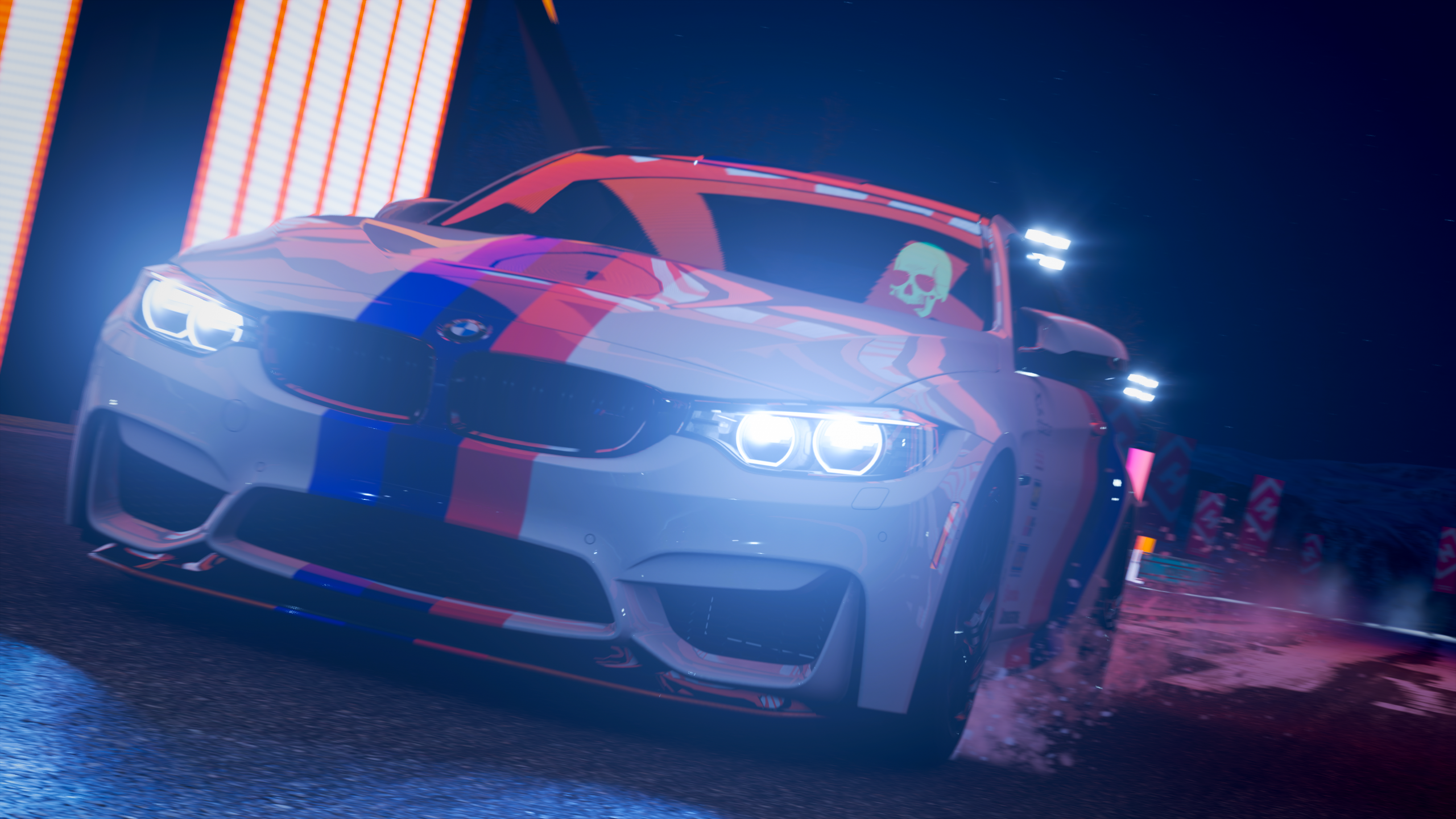 Car Night LED Headlight BMW BMW M4 Vehicle Video Games Forza Forza Games Forza Horizon Forza Horizon 2560x1440