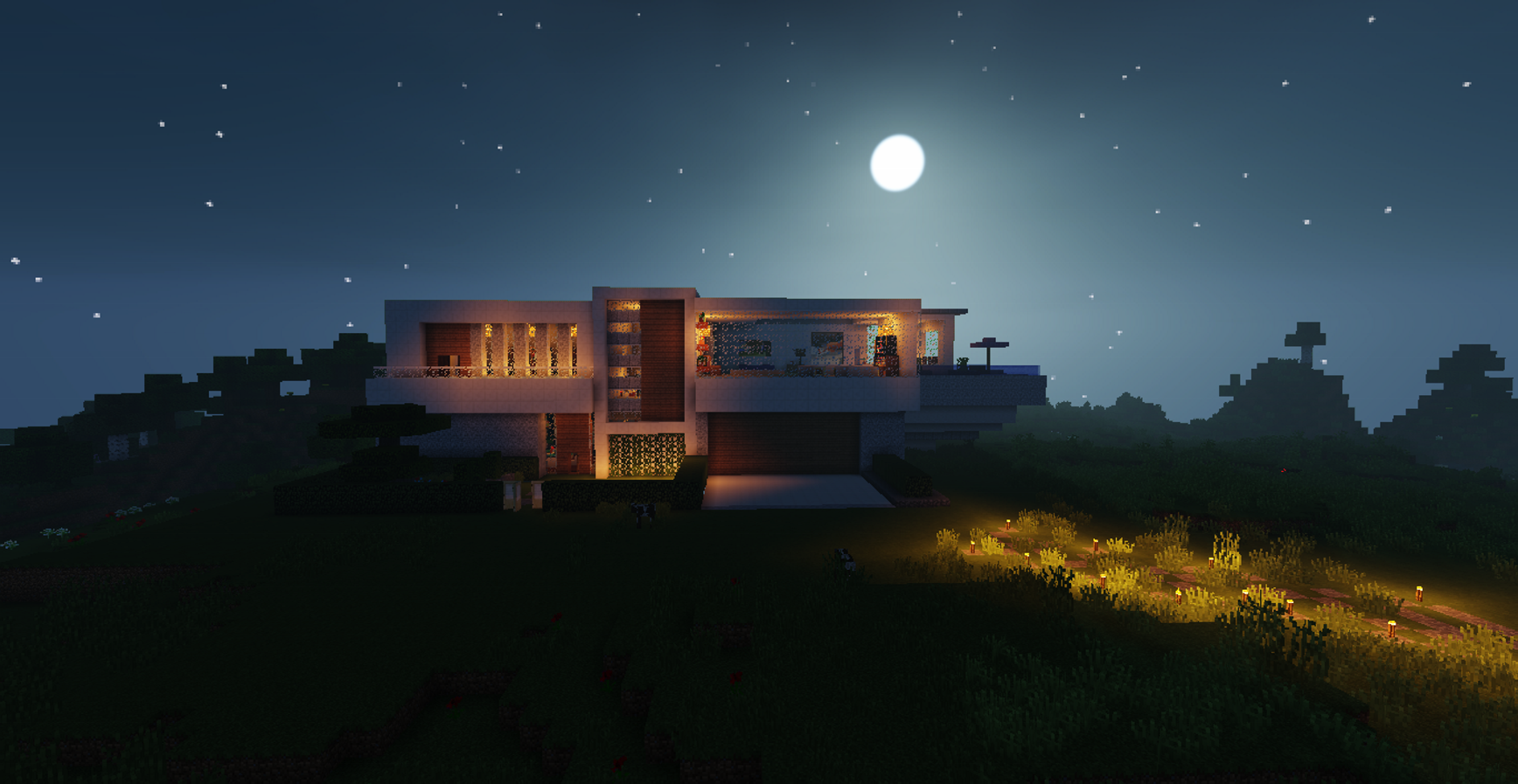 Minecraft Landscape House Modern 1736x897