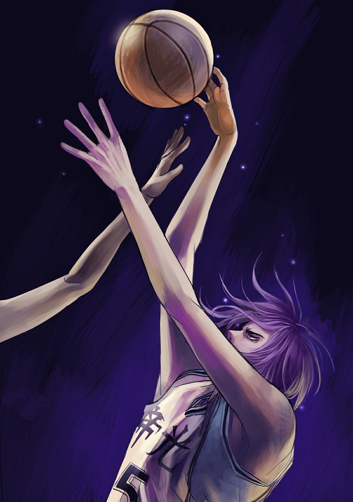 Basketball Purple Hair Balls Arms Up 1200x1706