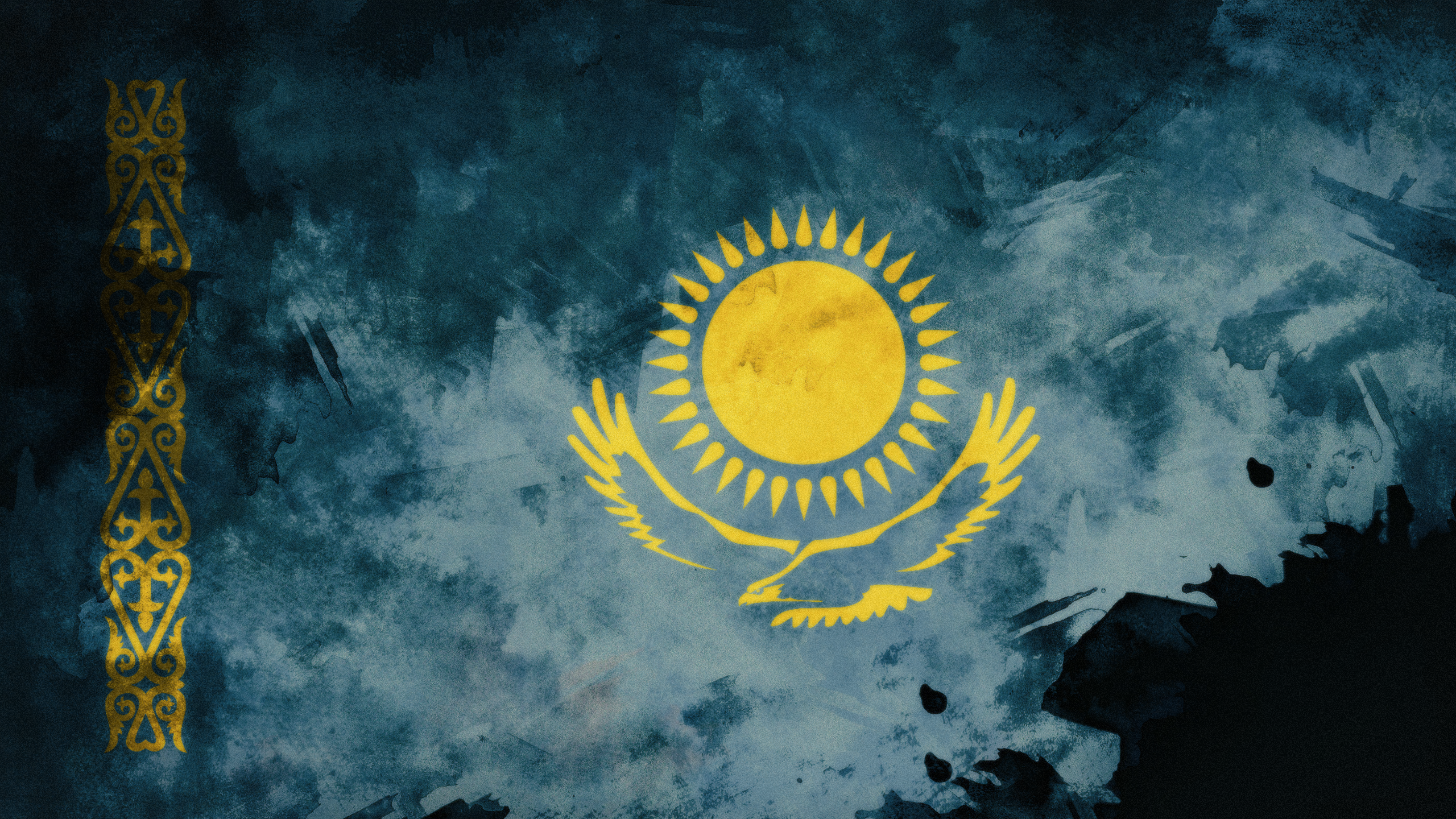 Kazakhstan Grunge Flag 2560x1440