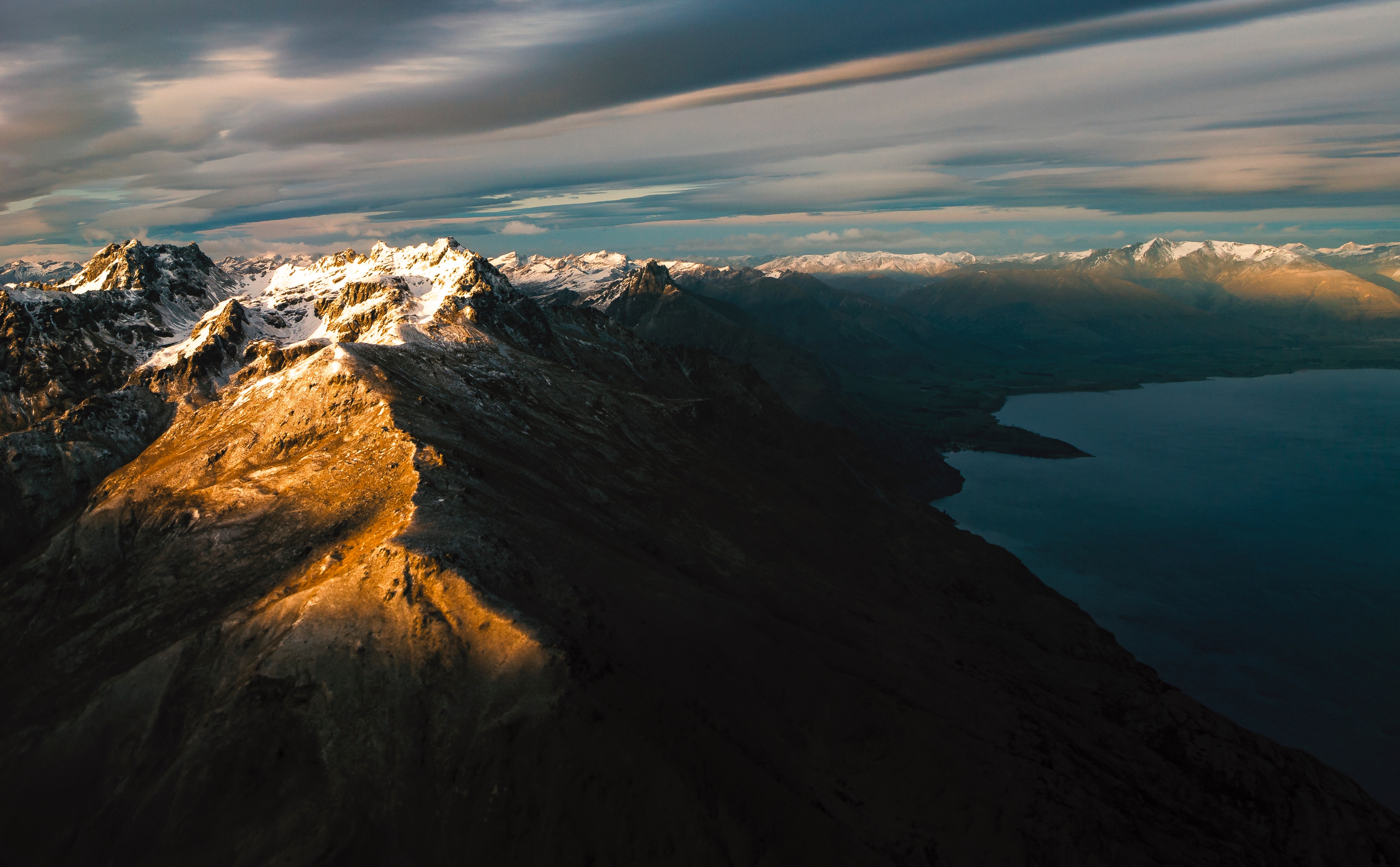 Nature Landscape Clouds Mountains Hills Sea Lake Wakatipu New Zealand Sunlight 3639x2255