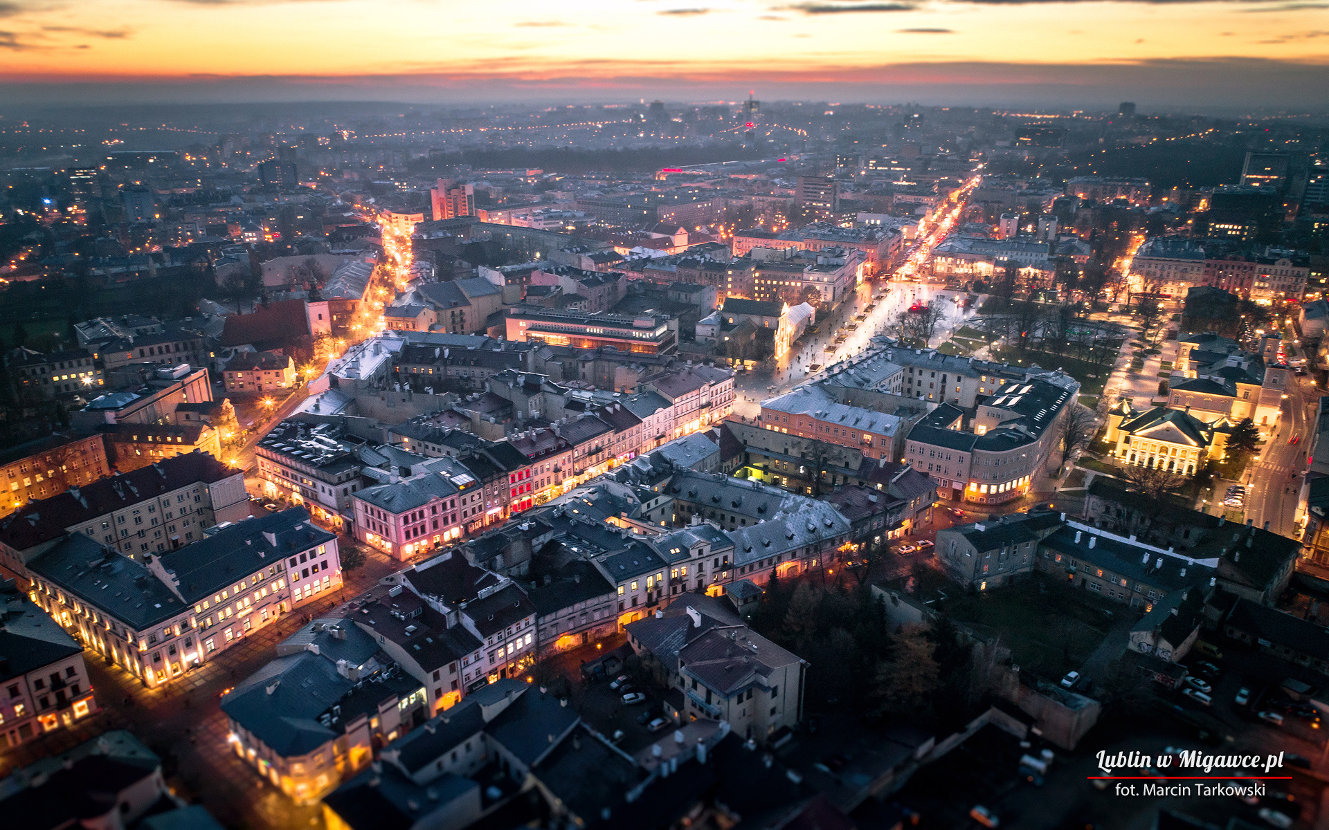 Lublin Poland Polish Cityscape Europe Lights 1920x1200